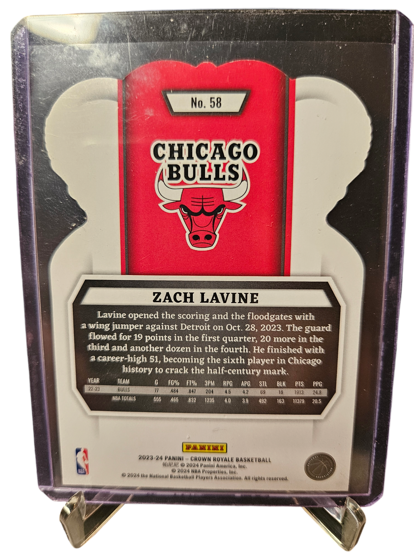 2023-24 Panini Crown Royale #58 Zach Lavine Pink Cracked Ice 33/75