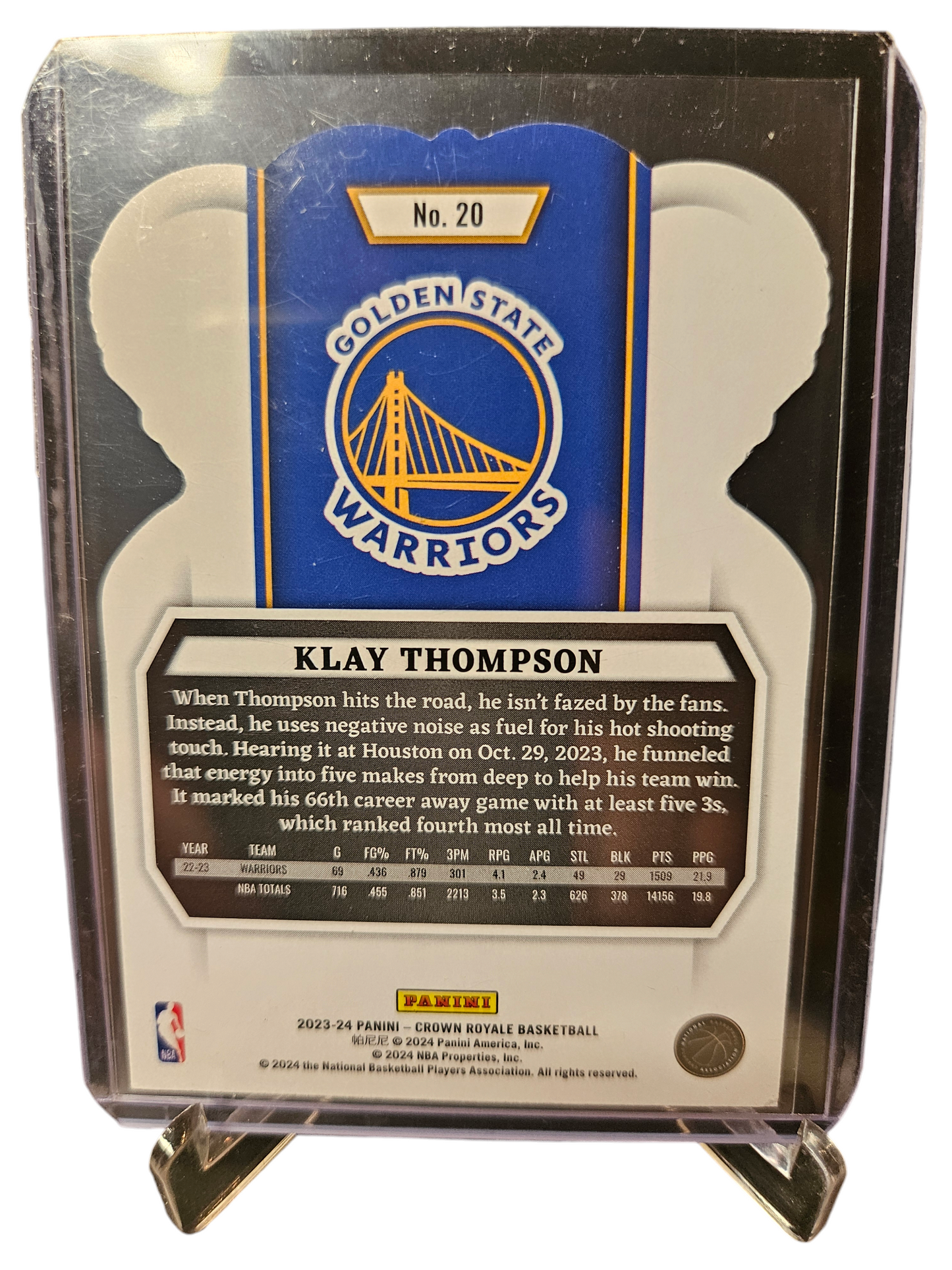 2023-24 Panini Crown Royale #20 Klay Thompson Blue Cracked Ice 61/99