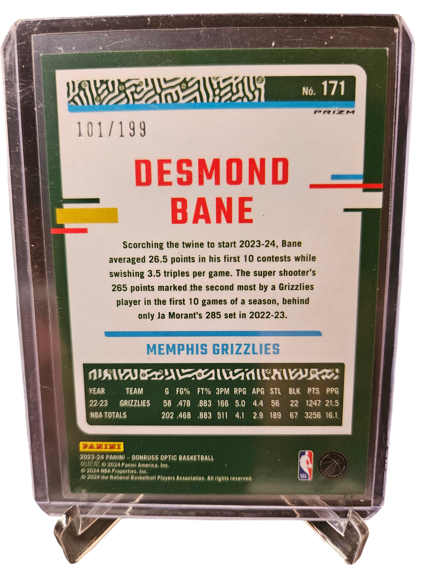 2023-24 Panini Donruss Optic #171 Desmond Bane Orange Prizm 101/199