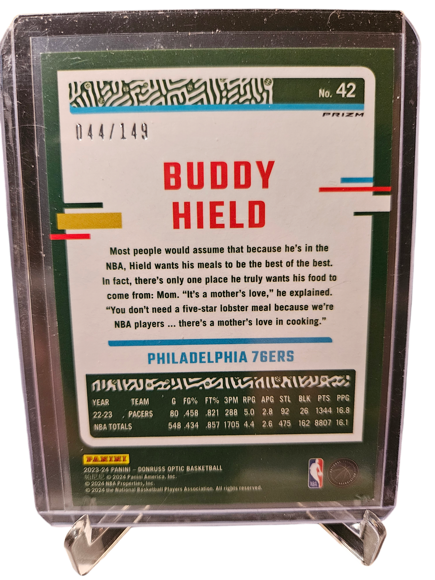 2023-24 Panini Donruss Optic #42 Buddy Hield Lime Green Prizm 044/149