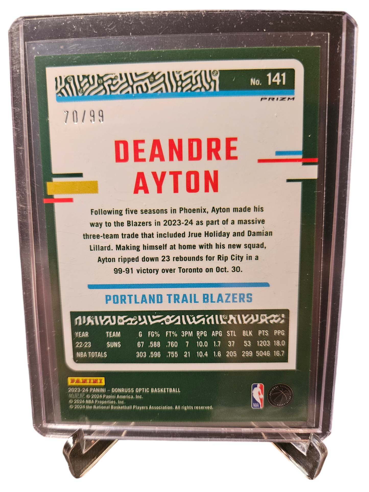 2023-24 Panini Donruss Optic #141 Deandre Ayton Red Prizm 70/99