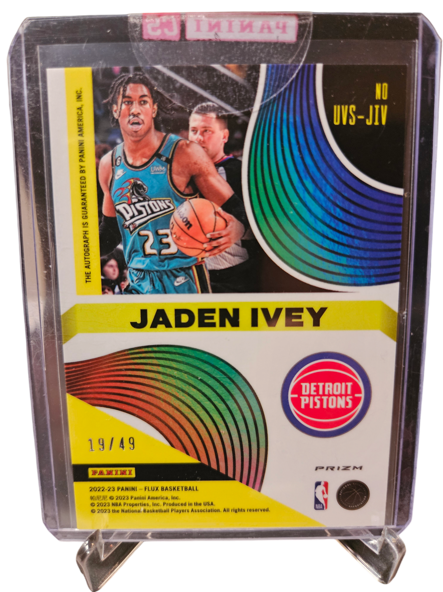 2022-23 Panini Flux #UVS-JIV Jaden Ivey Rookie Card Autograph Ultra Violet Prizm 19/49