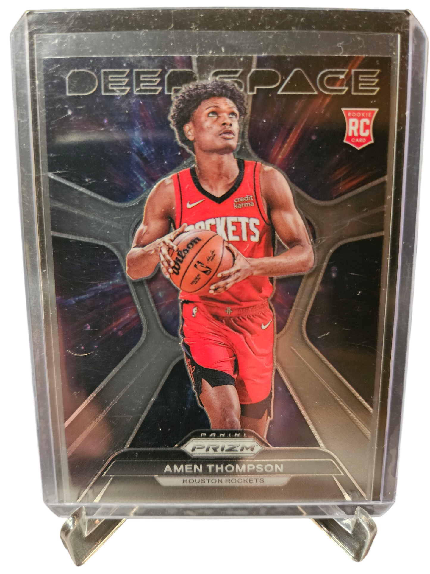 2023-24 Panini Prizm #4 Amen Thompson Rookie Card Deep Space