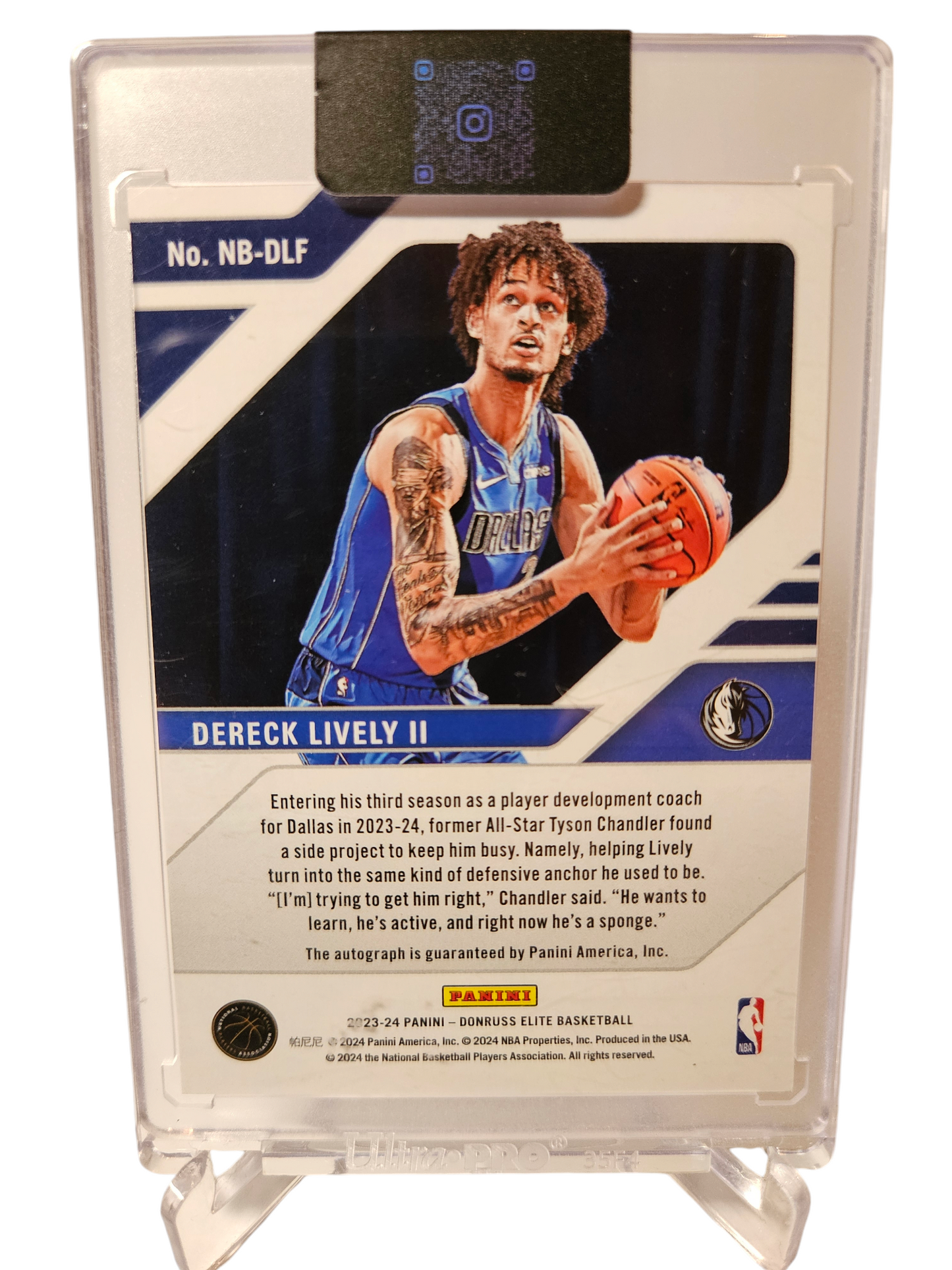 2023-24 Panini Donruss Elite #NB-DLF Dereck Lively II Rookie Card New Breed On Card Autograph