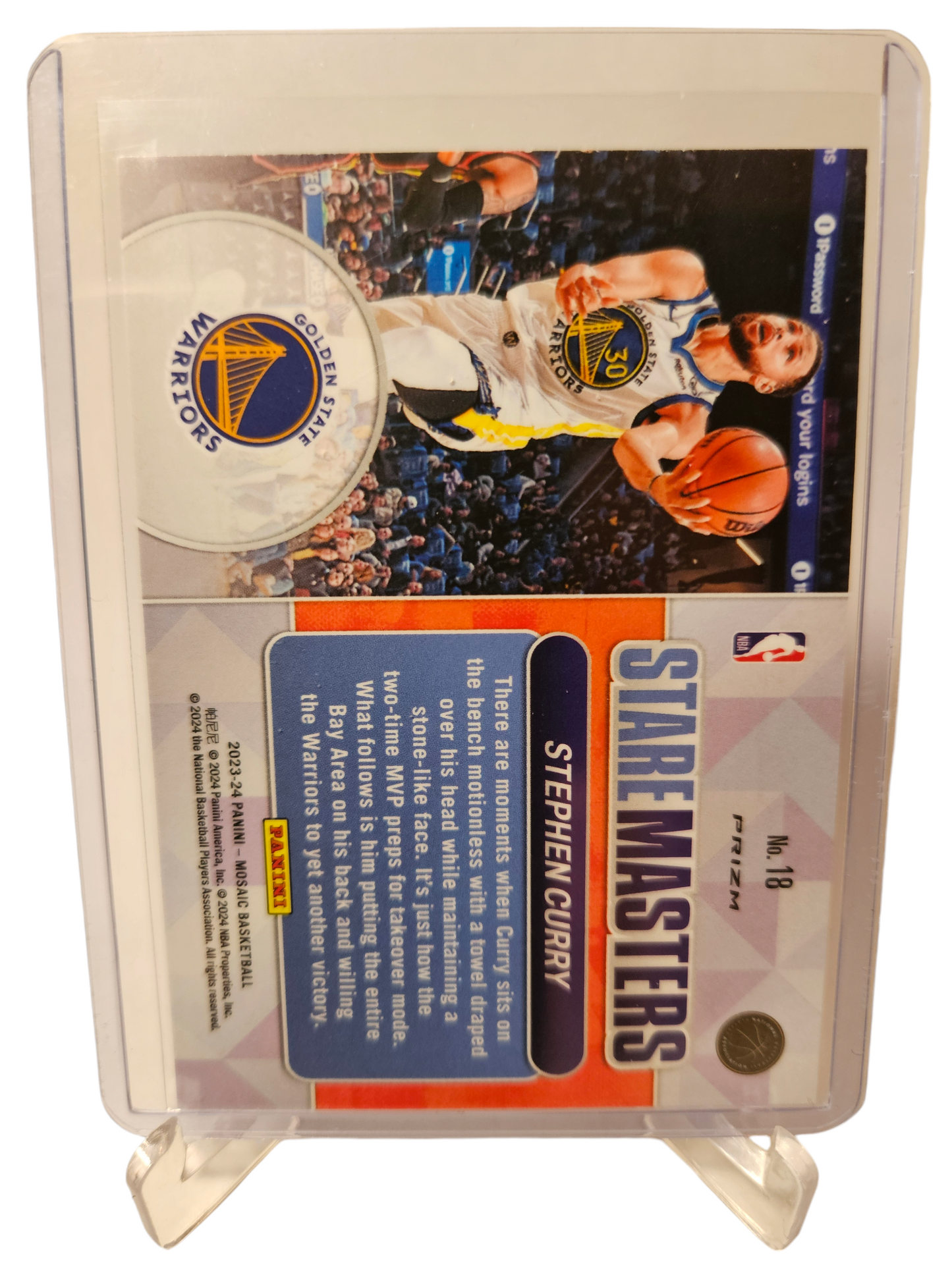 2023-24 Panini Mosaic #18 Stephen Curry Stare Masters Mosaic Prizm