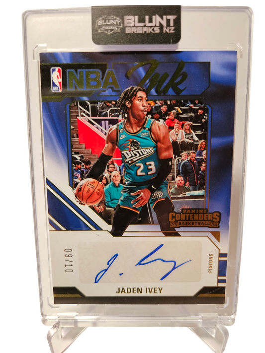 2023-24 Panini Contenders #NI-IVE Jaden Ivey NBA Ink Autograph Gold 09/10