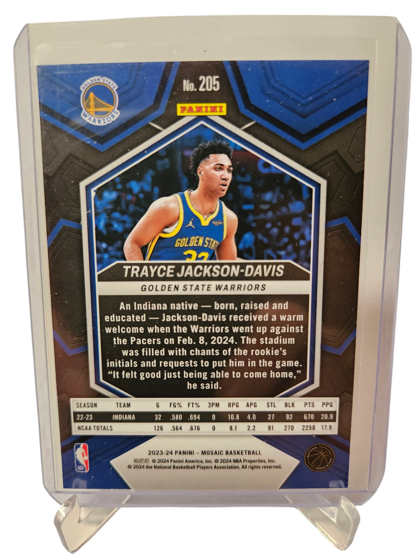 2023-24 Panini Mosaic #205 Trayce Jackson-Davis Rookie Card