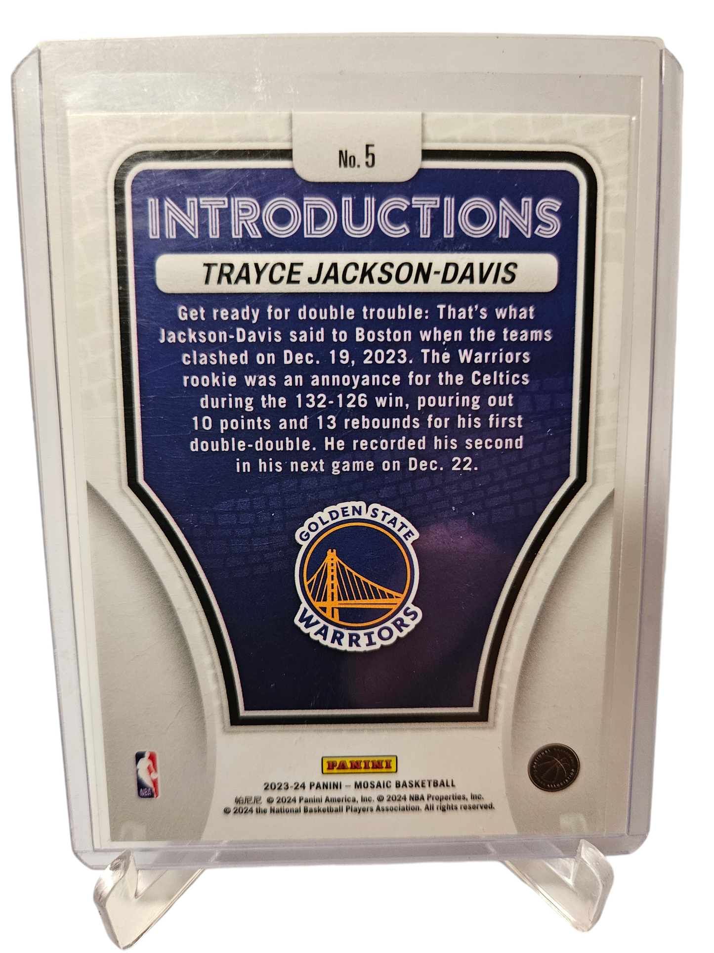 2023-24 Panini Mosaic #5 Trayce Jackson-Davis Rookie Card Introductions