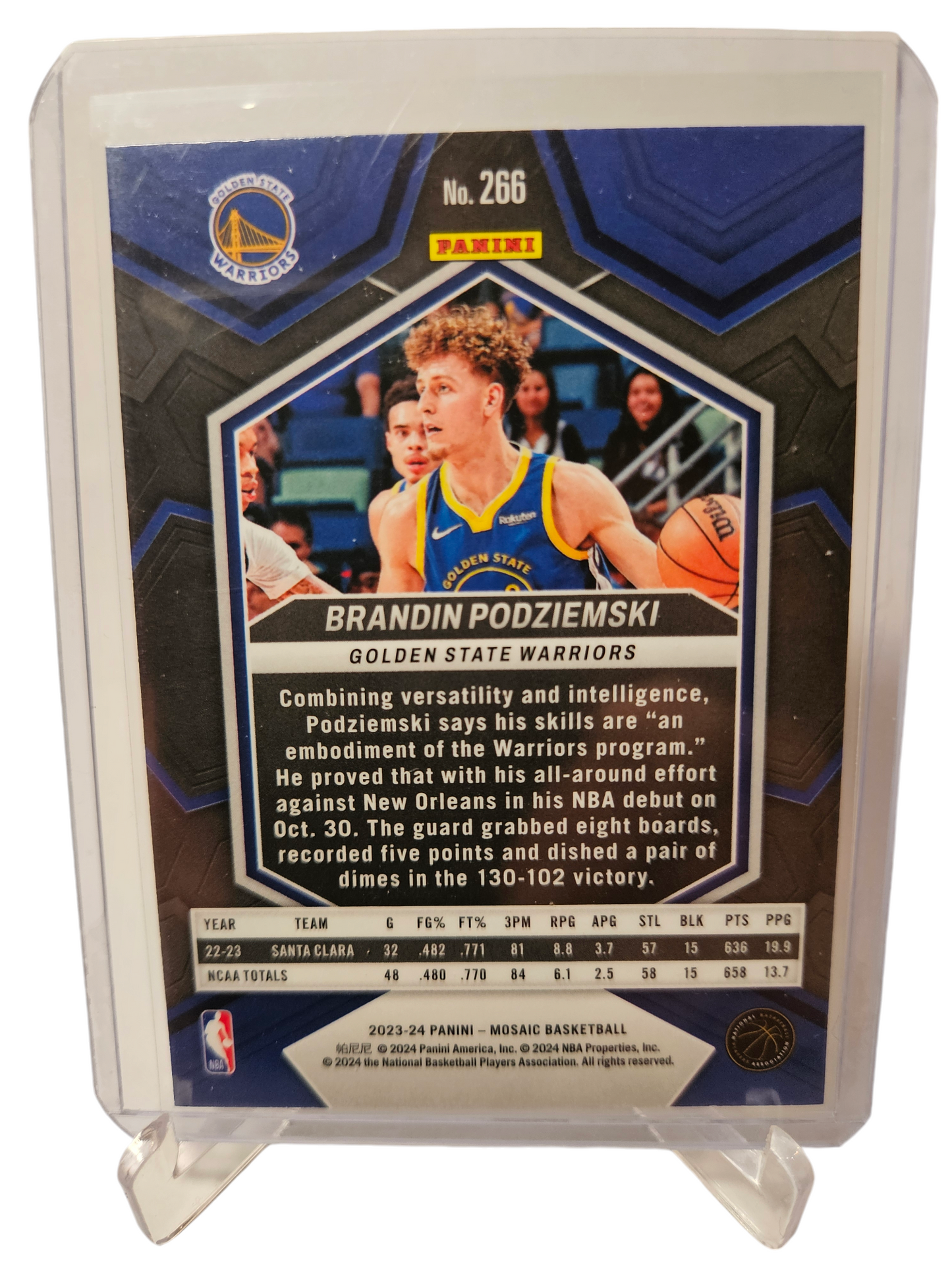 2023-24 Panini Mosaic #266 Brandin Podziemski Rookie Card NBA Debut