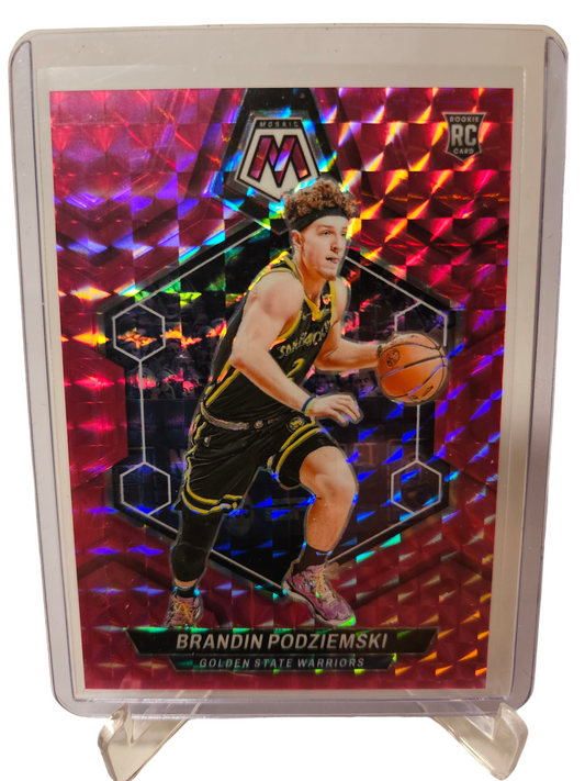 2023-24 Panini Mosaic #245 Brandin Podziemski Rookie Card Pink Mosaic Prizm 131/149