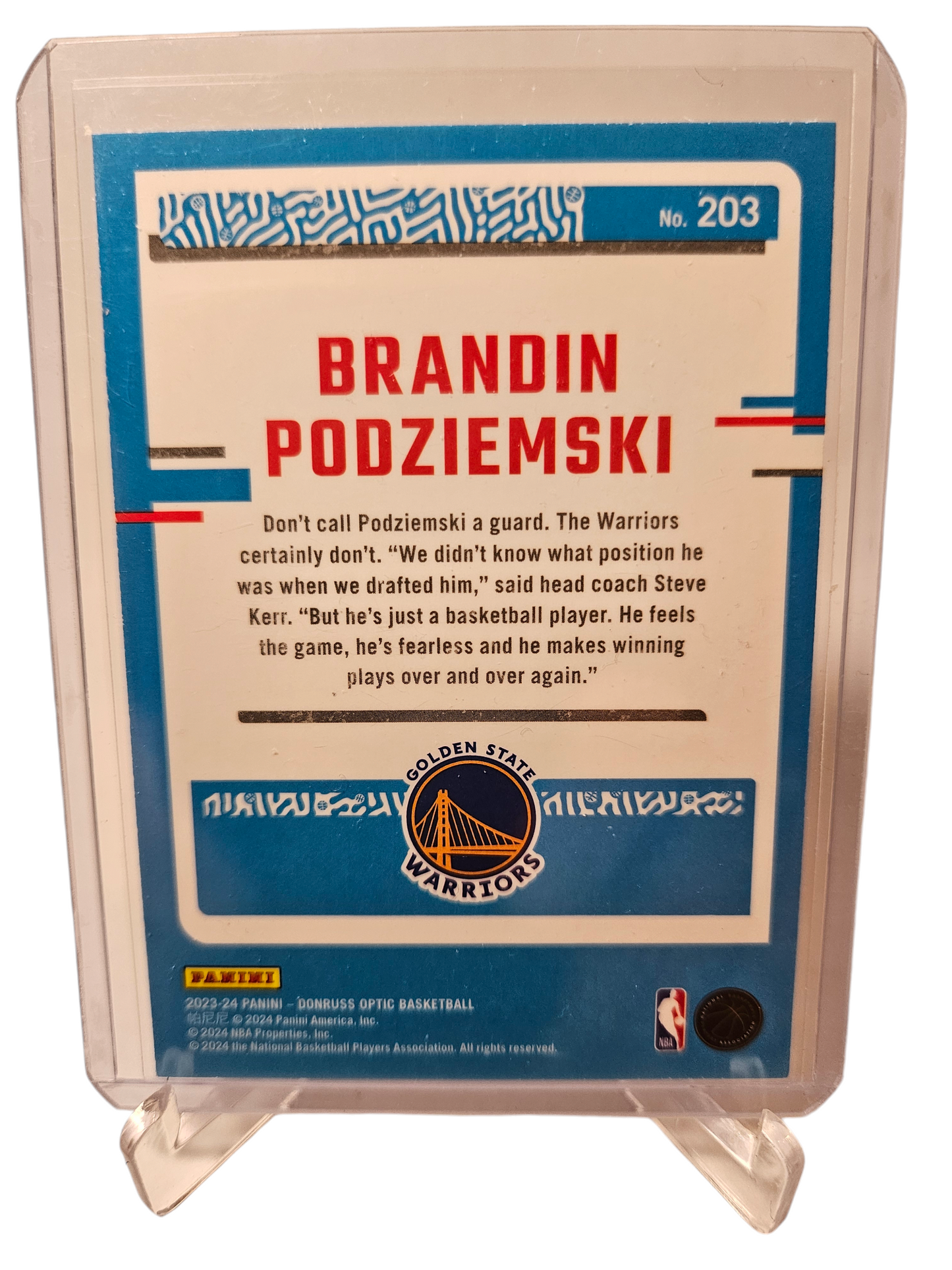 2023-24 Panini Donruss Optic #203 Brandin Podziemski Rookie Card Rated Rookie