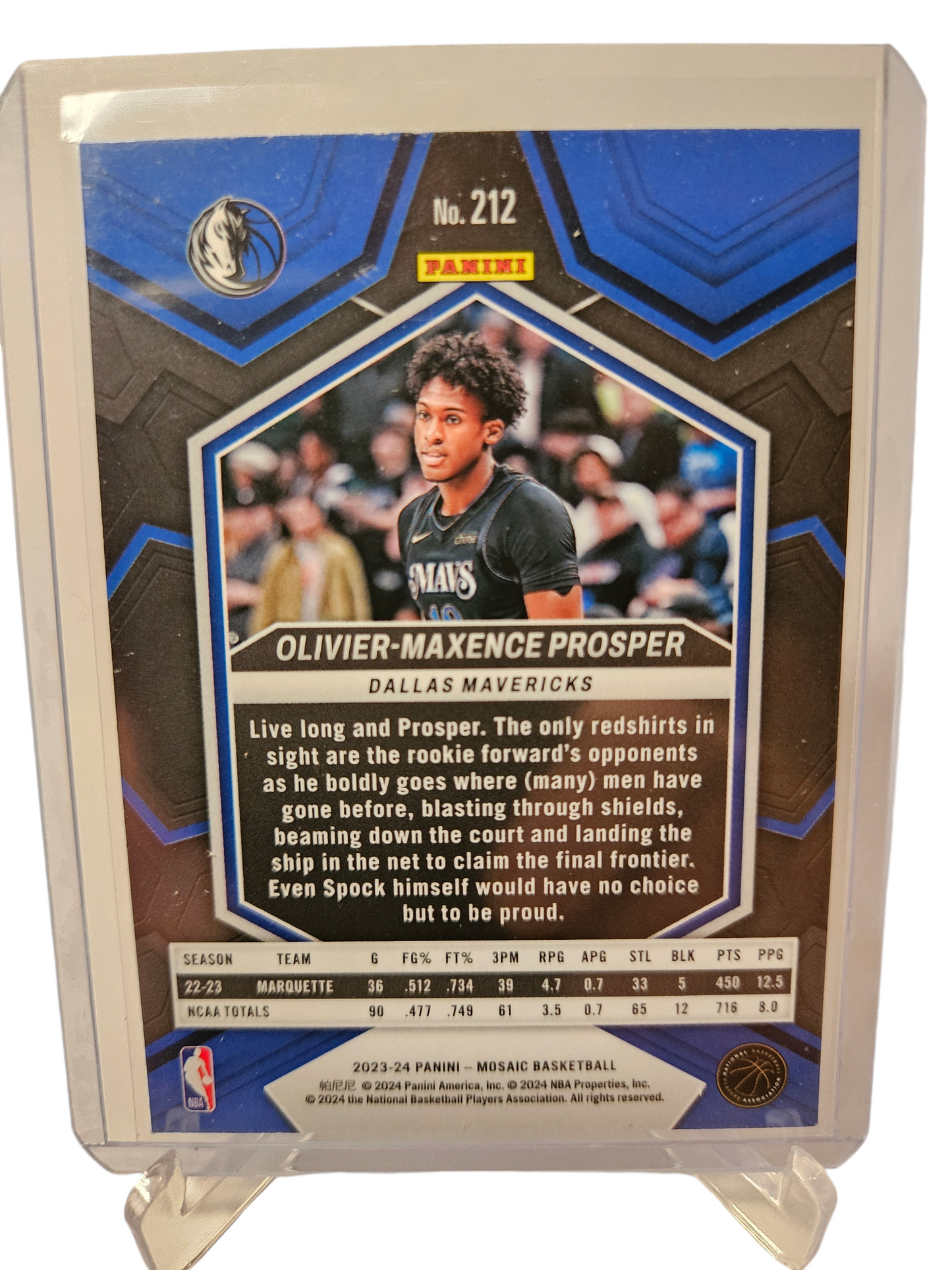 2023-24 Panini Mosaic #212 Oliver-Maxence Prosper Rookie Card