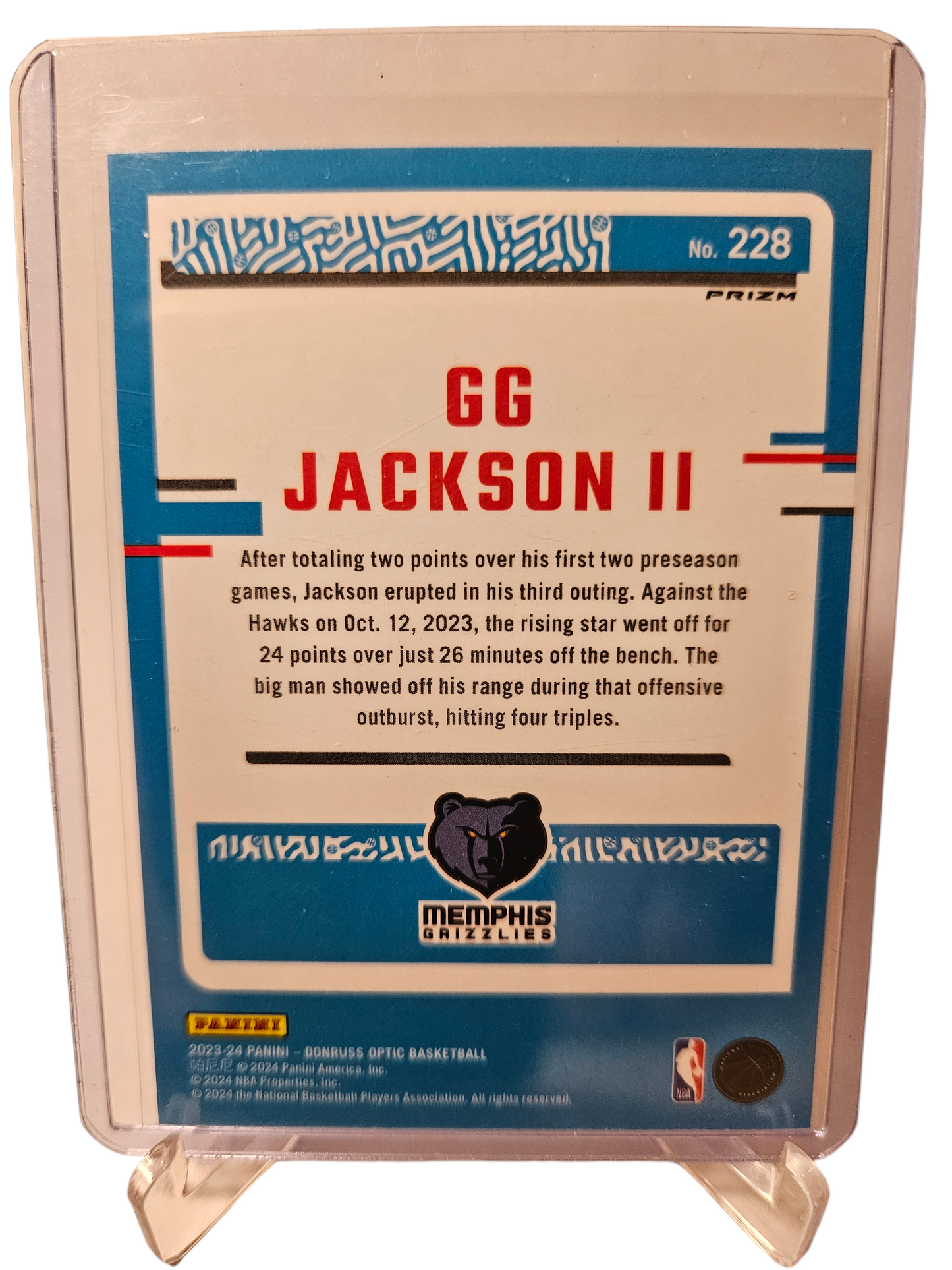 2023-24 Panini Donruss Optic #228 GG Jackson II Rookie Card Rated Rookie Pink Prizm