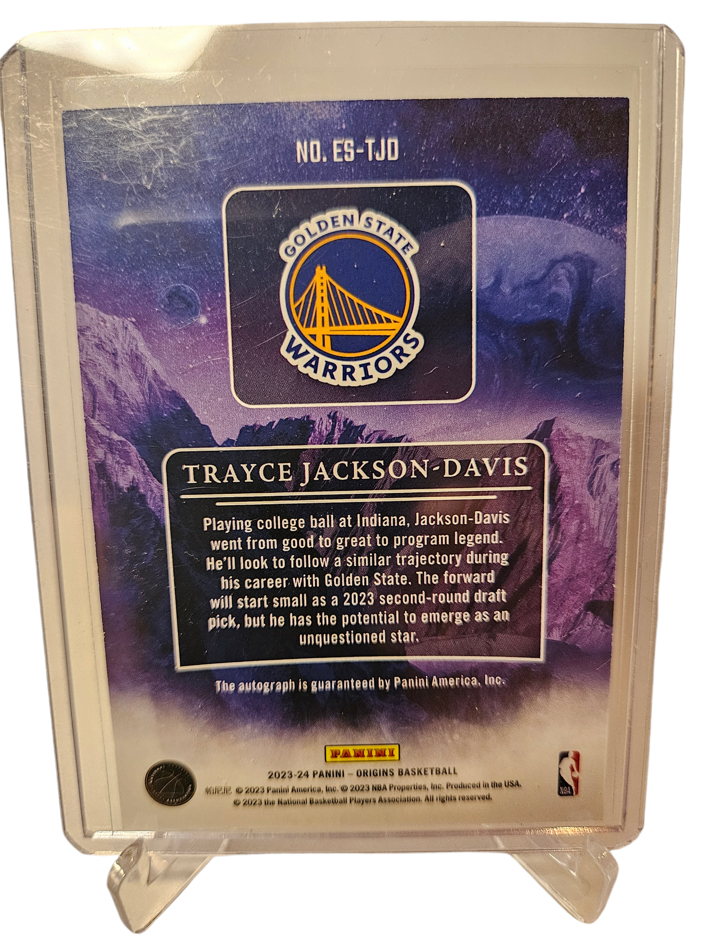 2023-24 Panini Origins #ES-TJD Trayce Jackson-Davis Rookie Card Elevations On Card Autograph 106/150