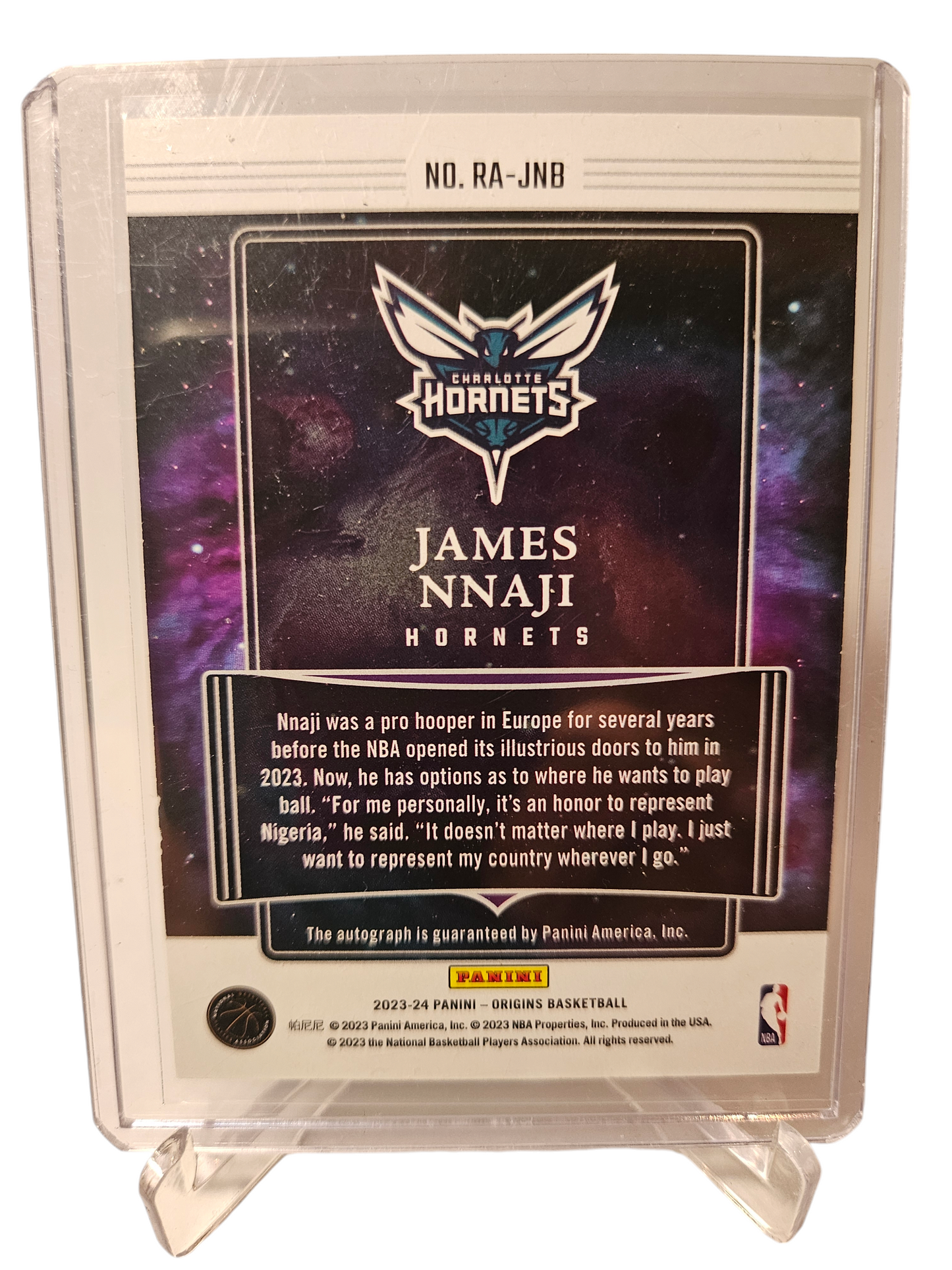 2023-24 Panini Origins #RA-JNB James Nnaji Rookie Card On Card Autograph