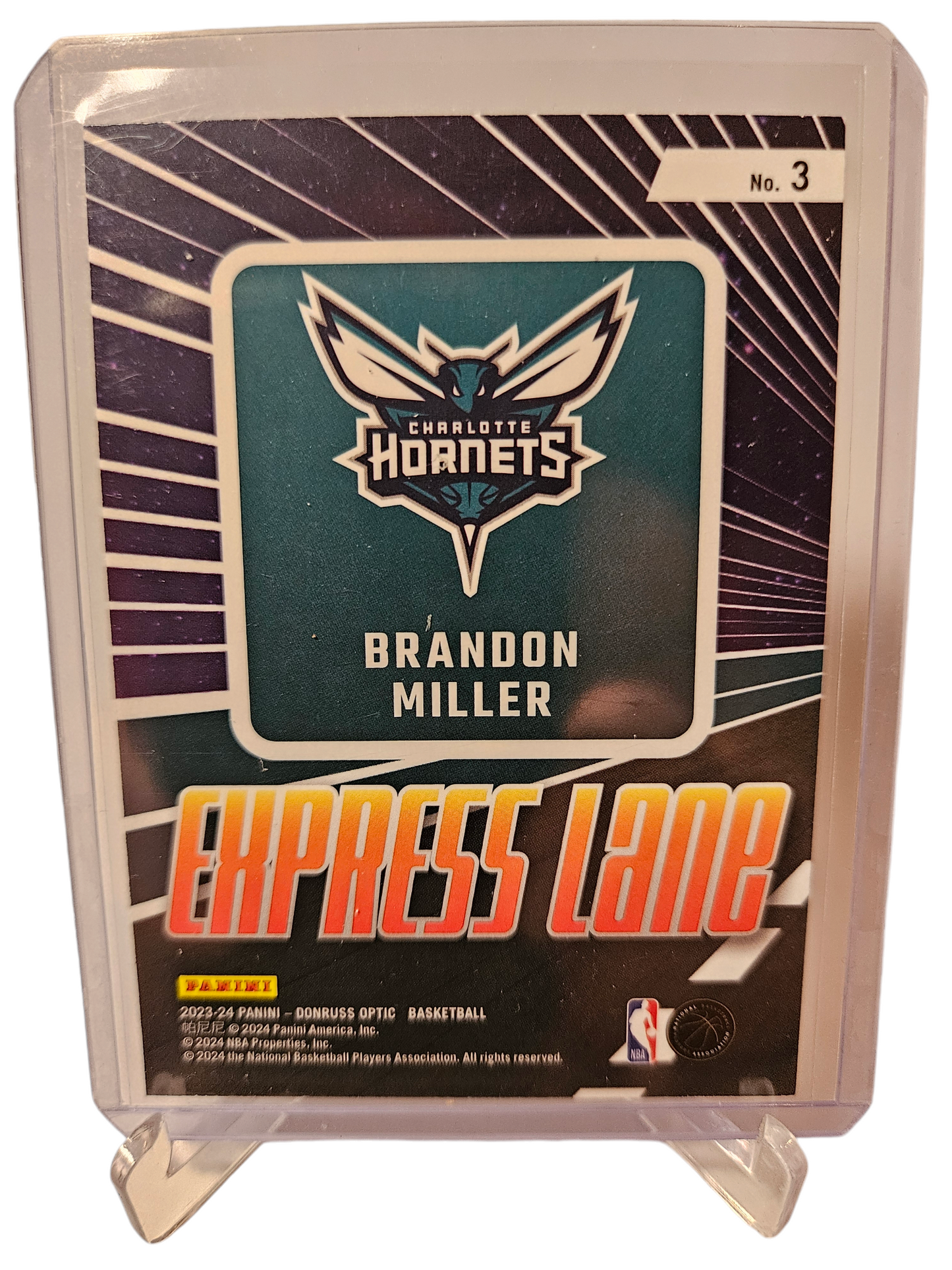 2023-24 Panini Donruss Optic #3 Brandon Miller Rookie Card Express Lane Purple