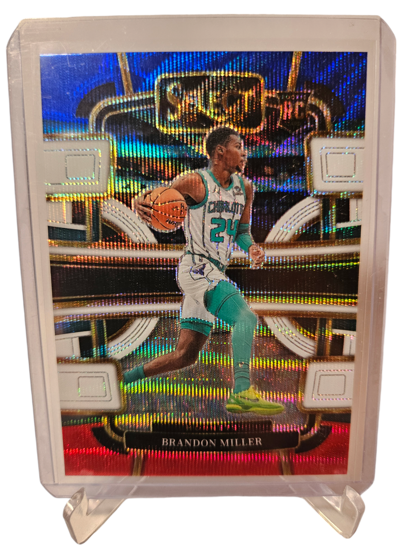 2023-24 Panini Select #80 Brandon Miller Rookie Card Tri Color Wave Prizm