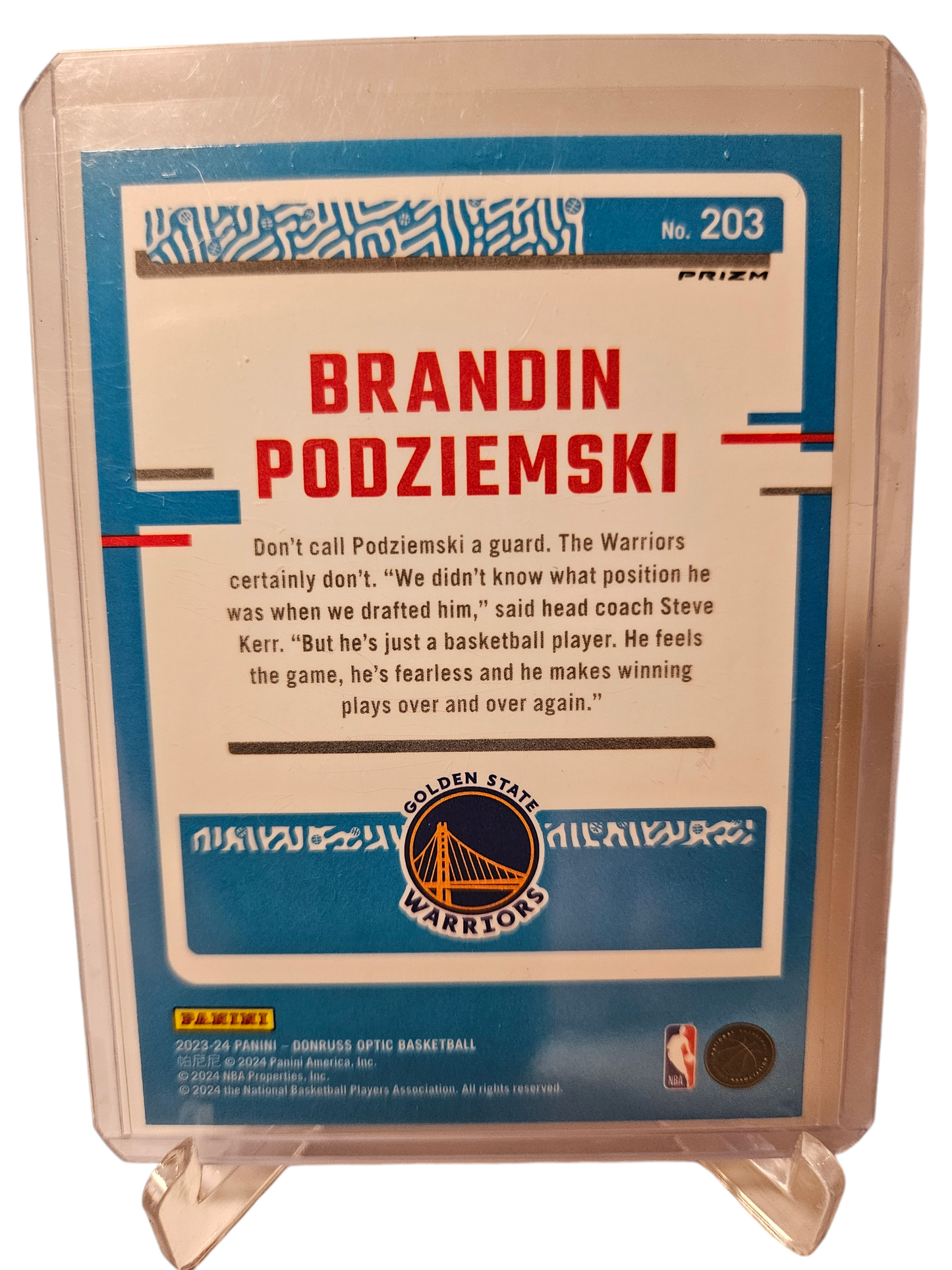 2023-24 Panini Donruss Optic #203 Brandin Podziemski Rookie Card Rated Rookie Silver Holo