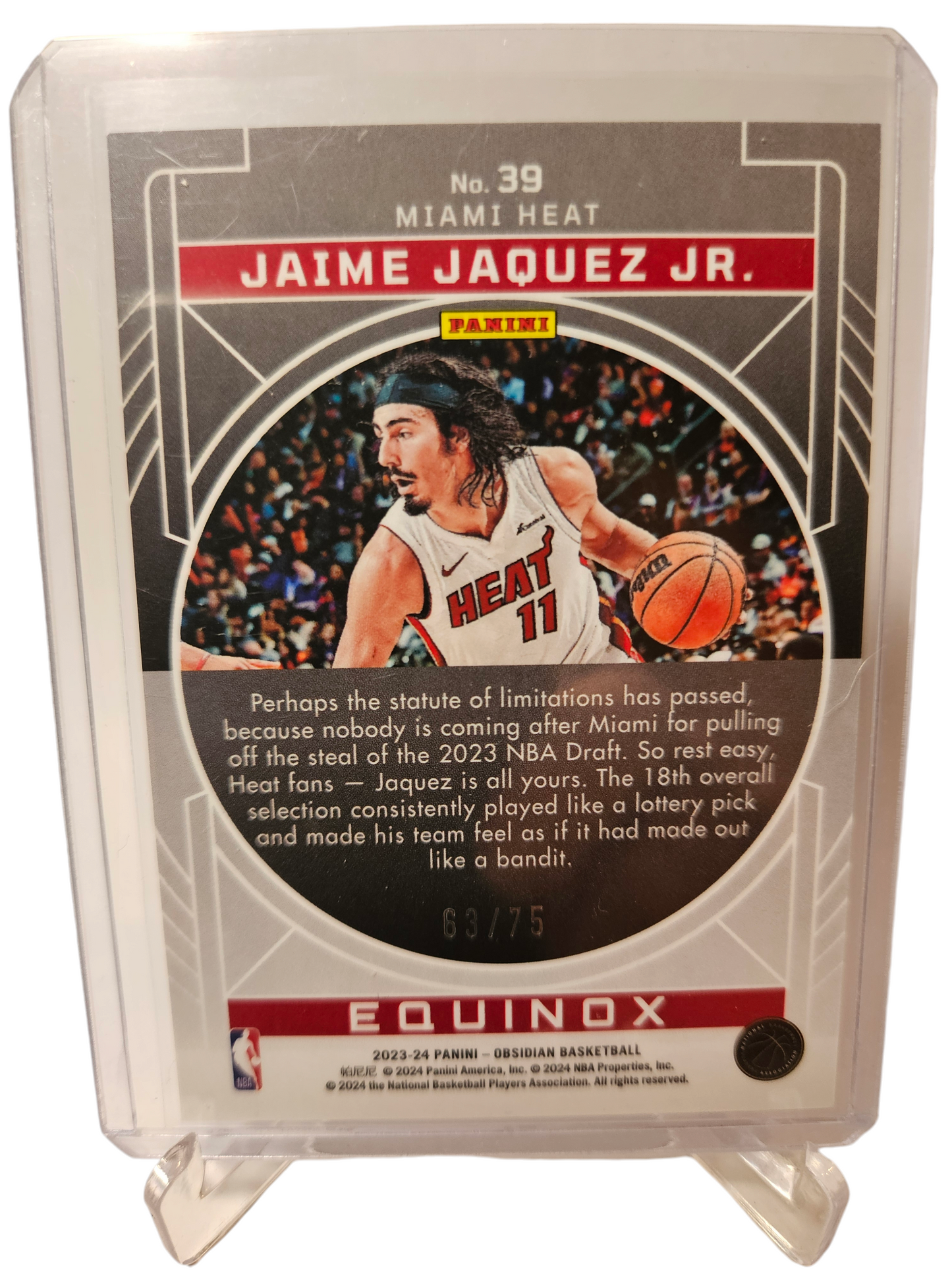 2023-24 Panini Obsidian #39 Jamie Jaquez JR Rookie Card Equinox Orange 63/75