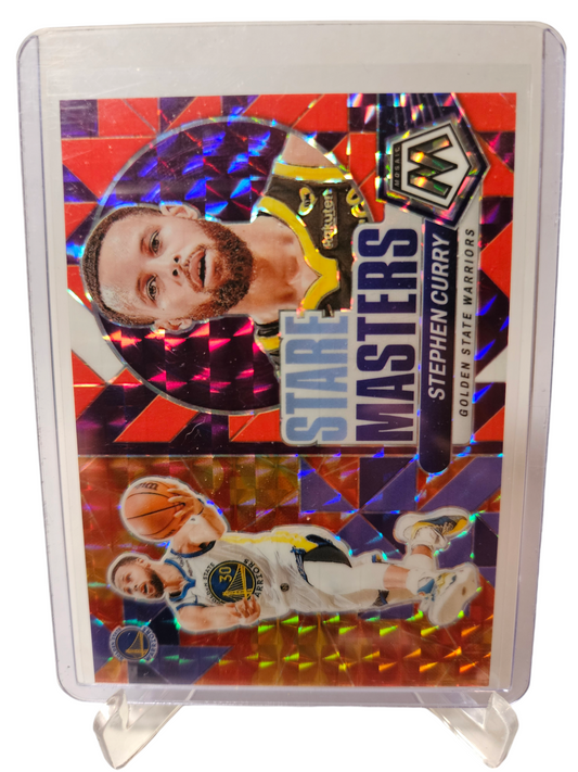 2023-24 Panini Mosaic #18 Stephen Curry Stare Masters Mosaic Prizm Purple 20/99