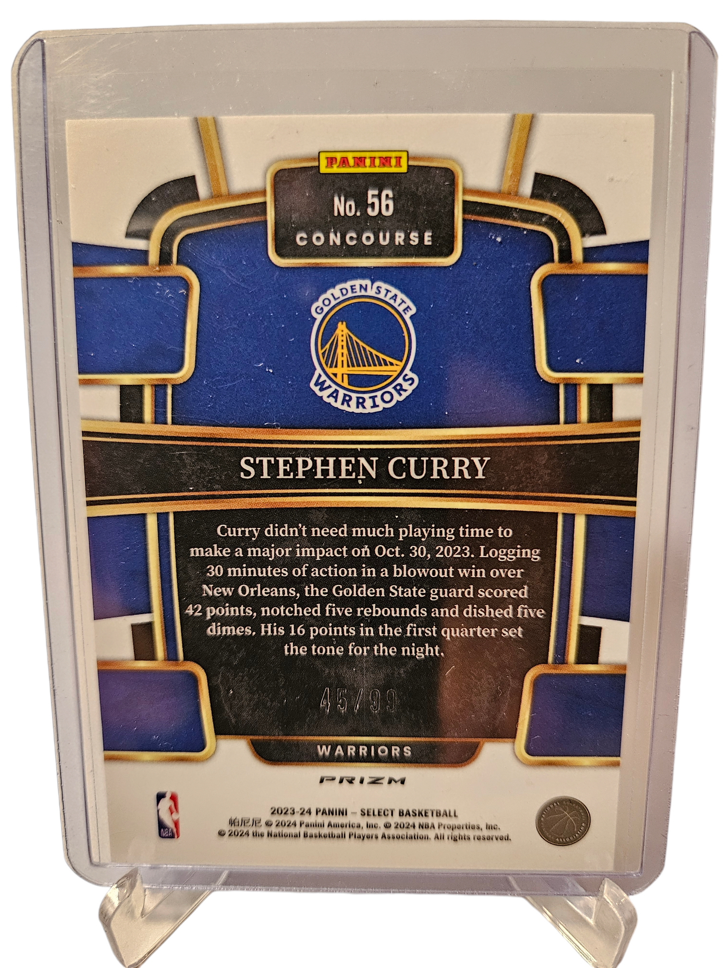 2023-24 Panini Select #56 Stephen Curry Blue Fast Break Prizm 45/99