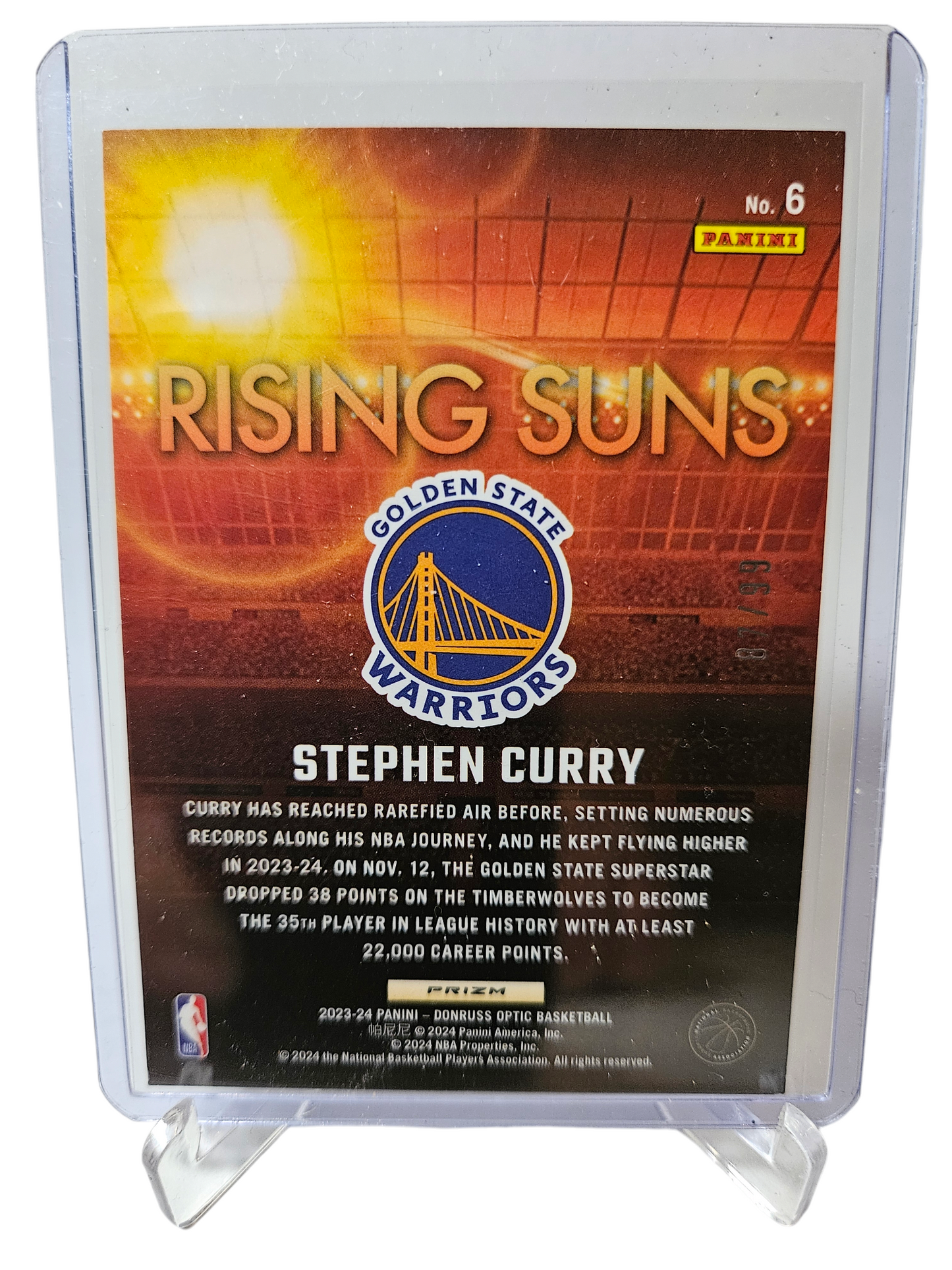 2023-24 Panini Donruss Optic #6 Stephen Curry Rising Suns Holo Scope Prizm 87/99