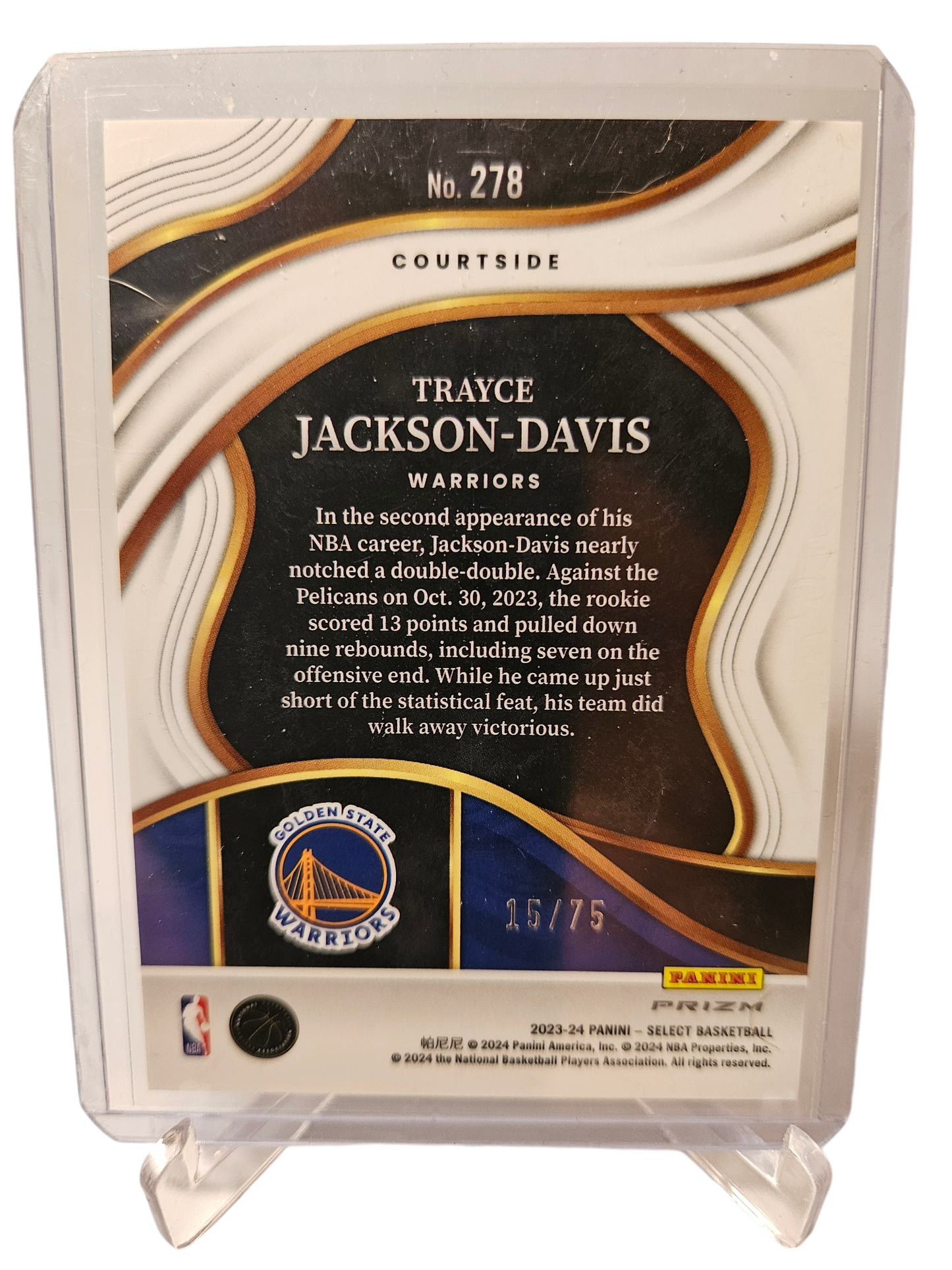 2023-24 Panini Select #278 Trayce Jackson-Davis Rookie Card Courtside Fast Break Prizm 16/76