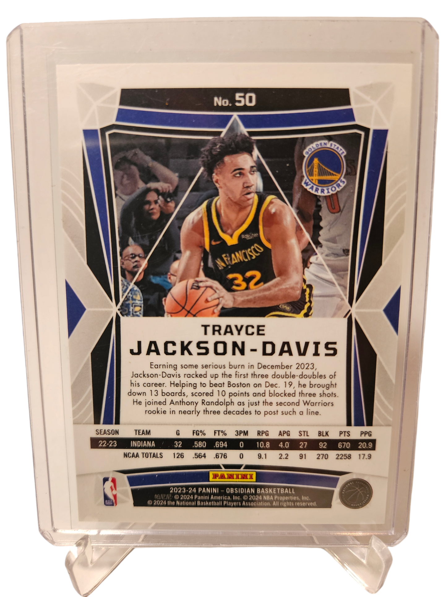 2023-24 Panini Obsidian #50 Trayce Jackson-Davis Rookie Card SP