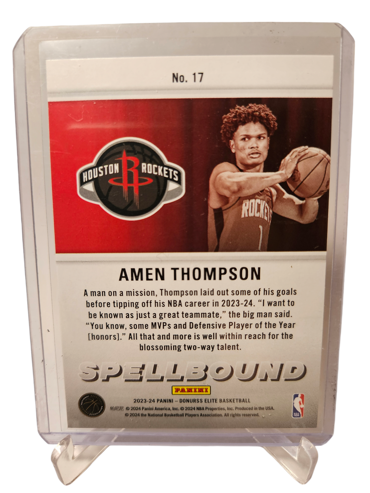 2023-24 Donruss Elite #17 Amen Thompson Rookie Card Spellbound M