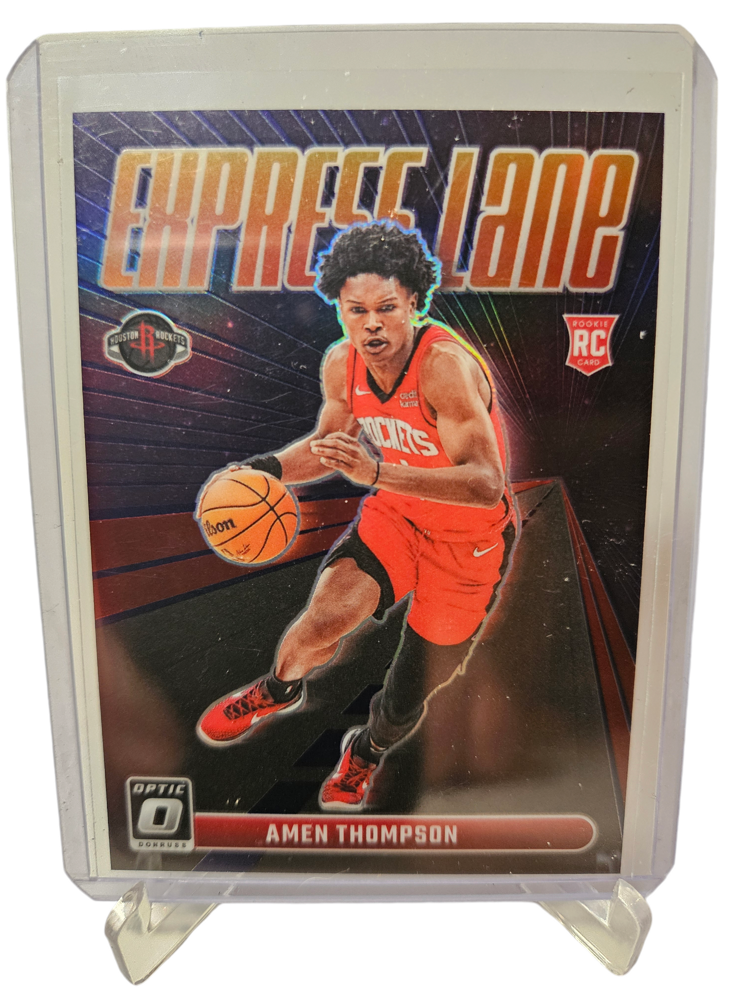 2023-24 Donruss Optic #2 Amen Thompson Rookie Card Express Lane Purple