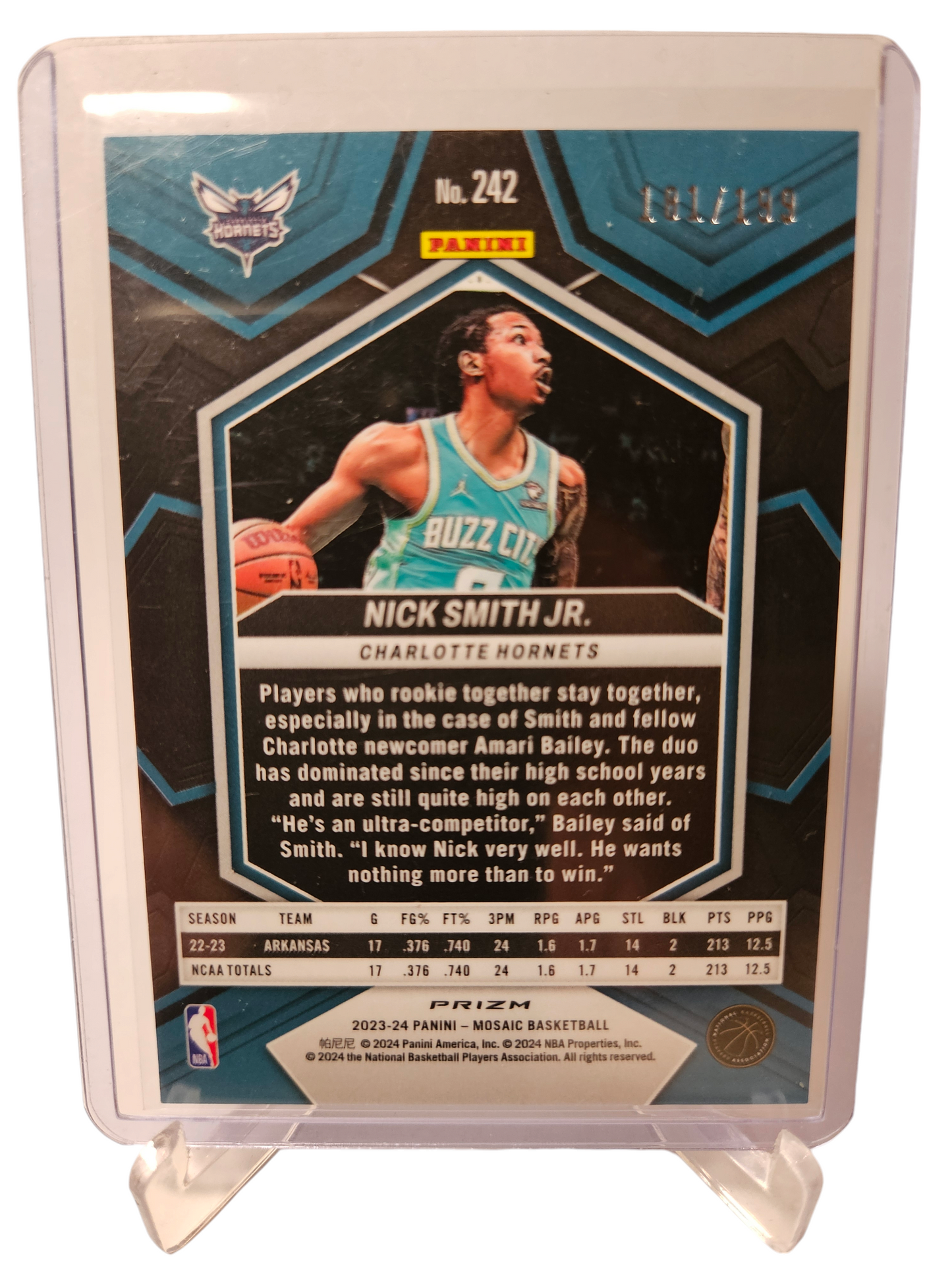 2023-24 Panini Mosaic #242 Nick Smith JR Rookie Card Blue Mosaic Prizm 181/199