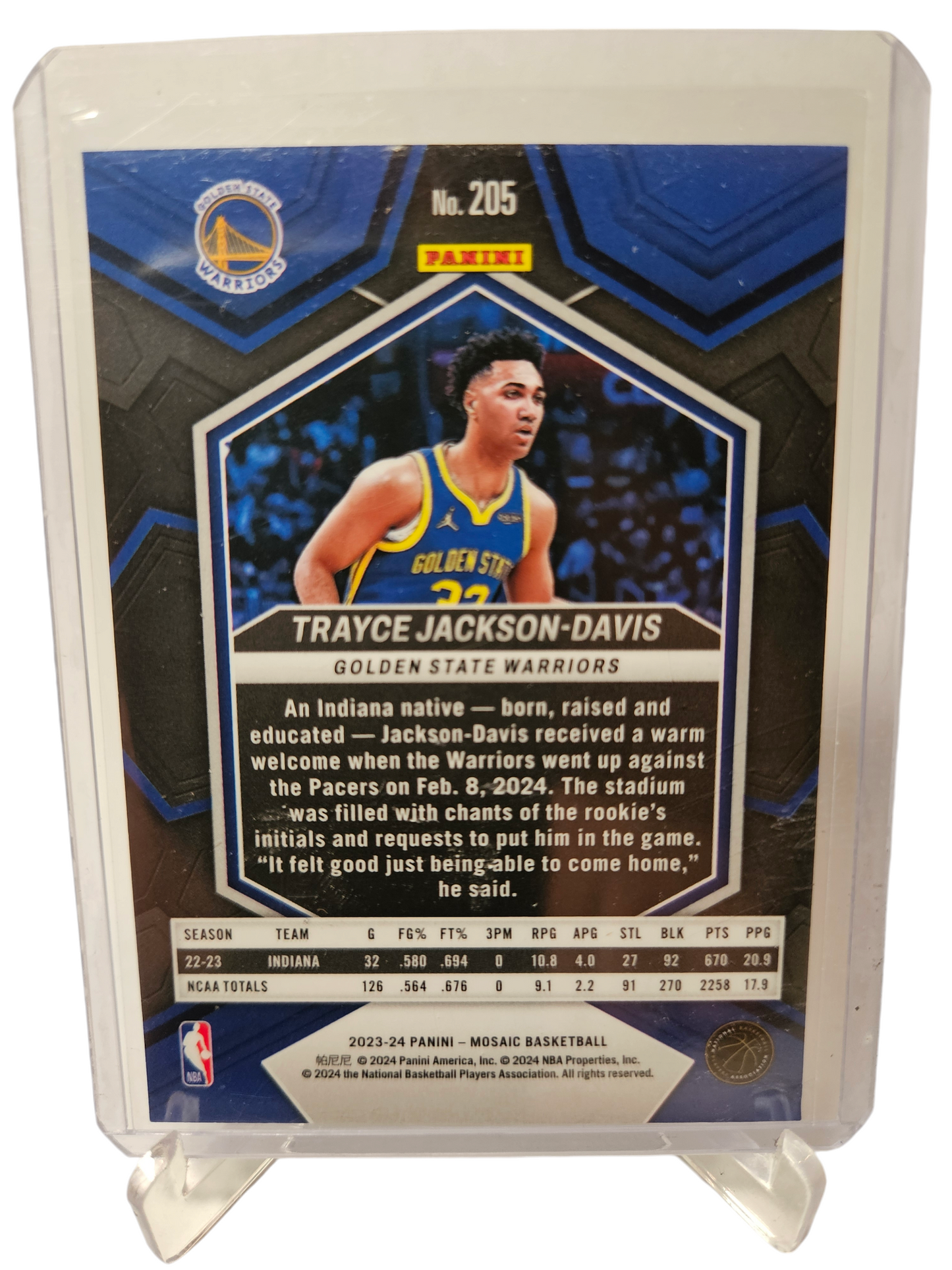 2023-24 Panini Mosaic #205 Trayce Jackson-Davis Rookie Card