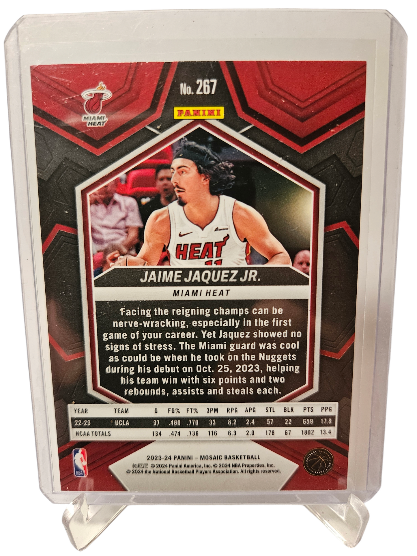 2023-24 Panini Mosaic #267 Jamie Jaquez JR Rookie Card NBA debut