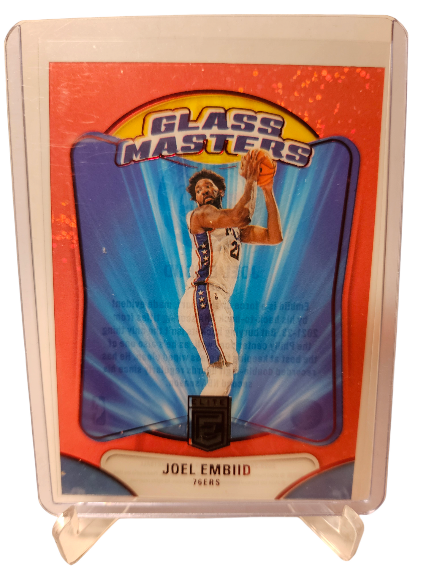 2023-23 Panini Donruss Elite International #2 Joel Embiid Glass Masters Red