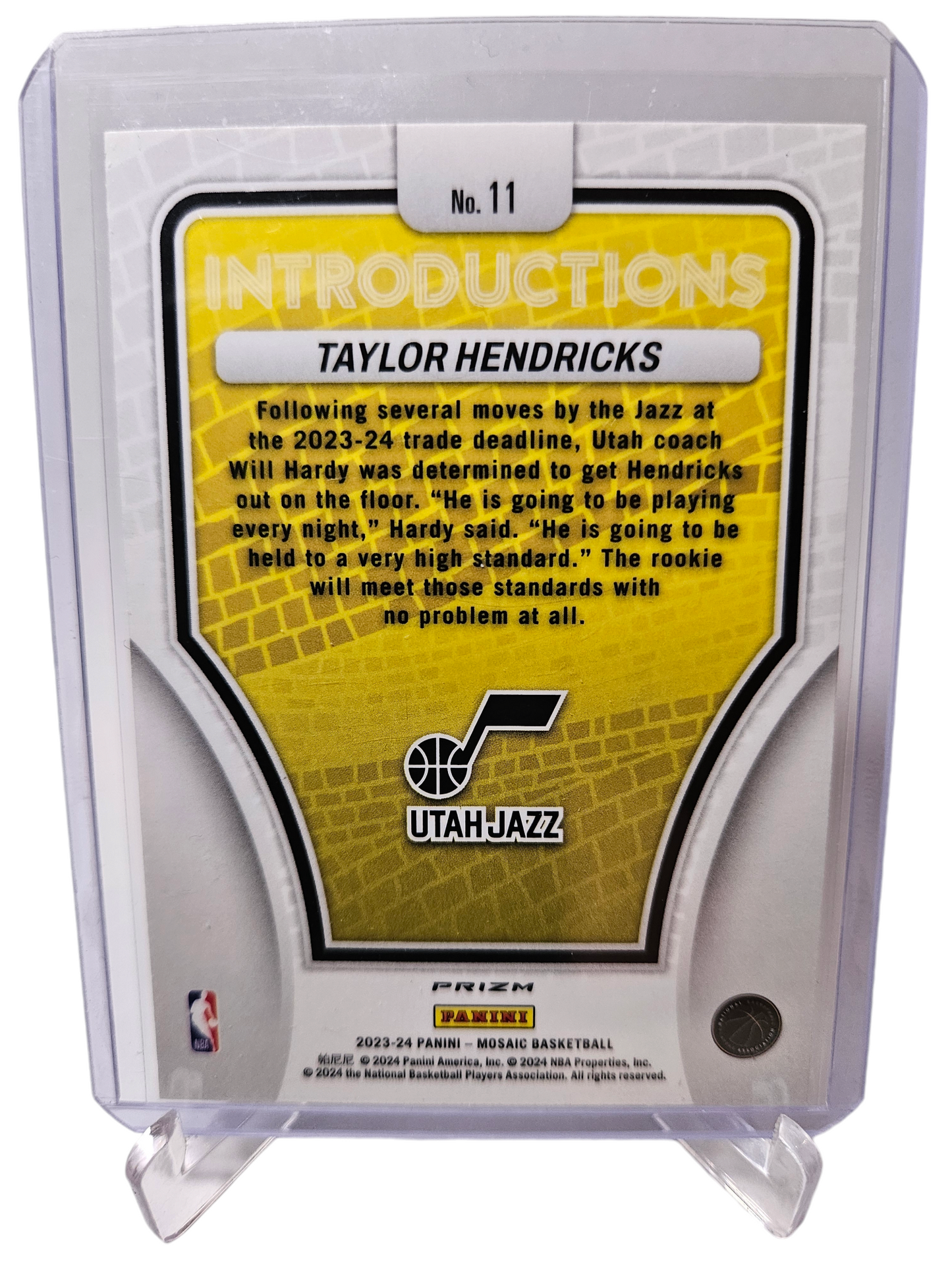 2023-24 Panini Mosaic #11 Taylor Hendricks Rookie Card Introductions Mosaic Prizm