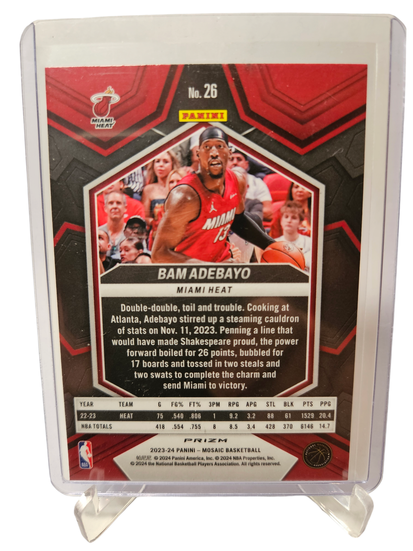 2023-24 Panini Mosaic #26 Bam Adebayo Silver Prizm