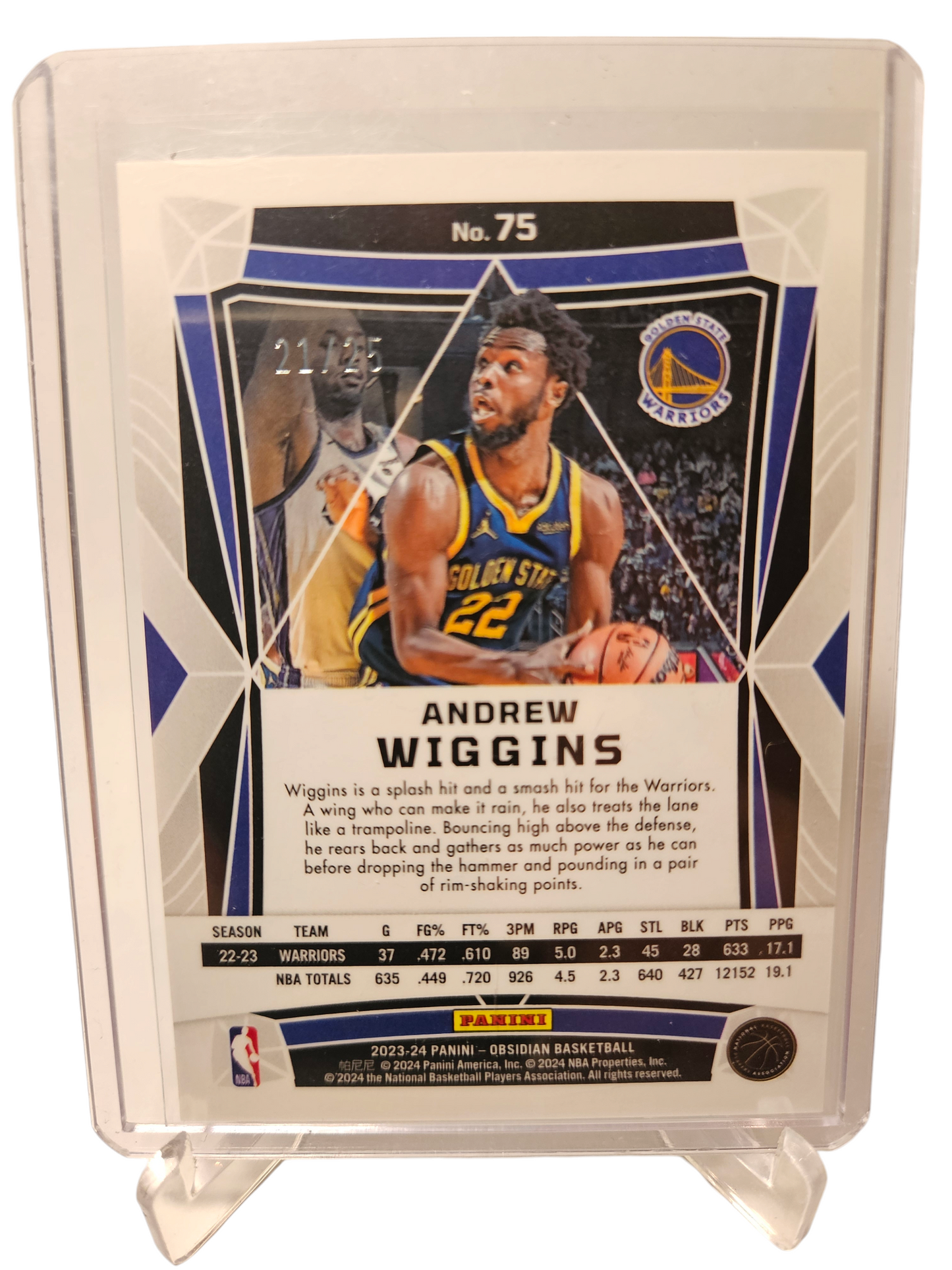 2023-24 Panini Obsidian #75 Andrew Wiggins Green Flood 21/25