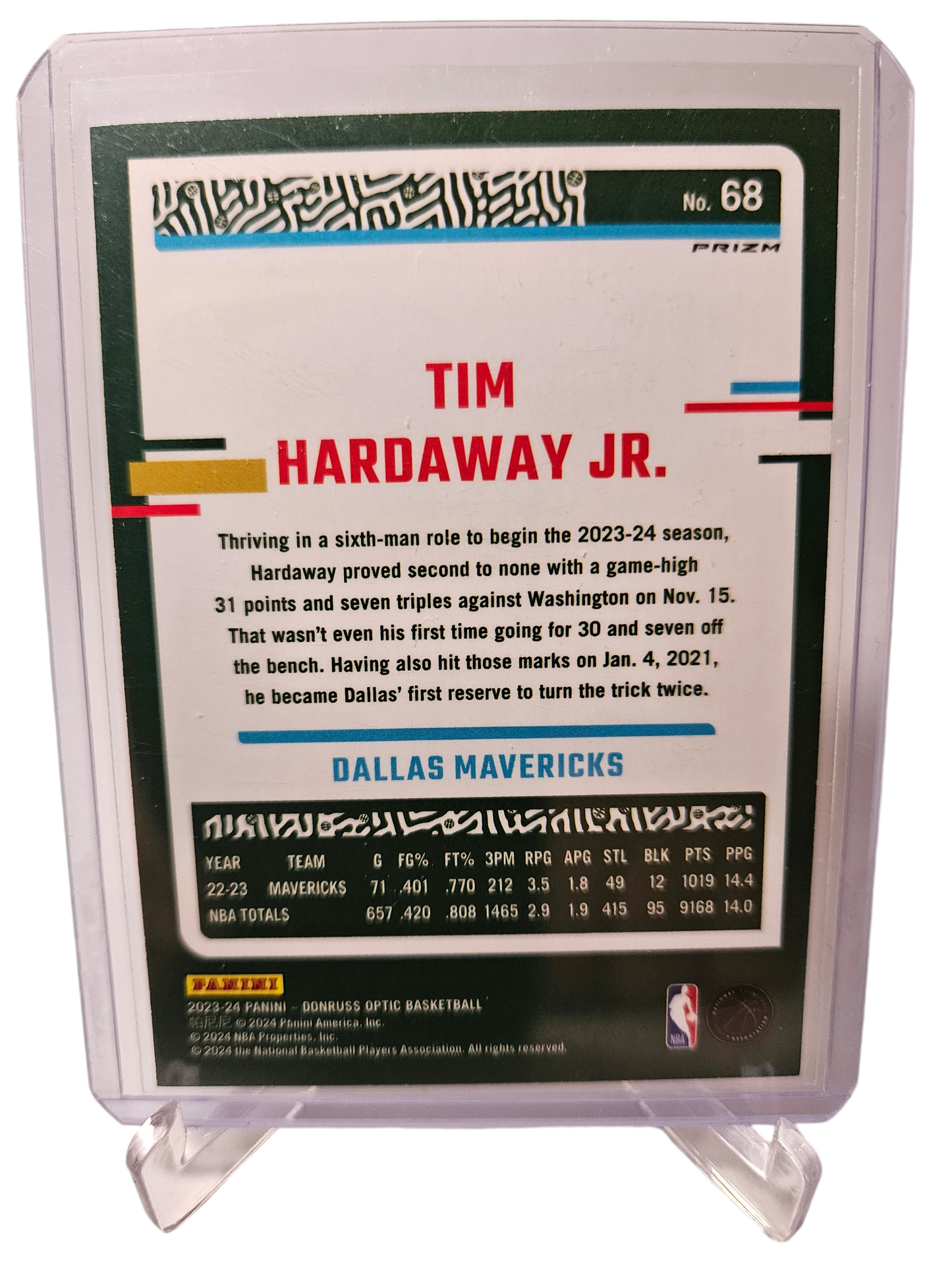 2023-24 Panini Donruss Optic #68 Tim Hardaway JR Silver Holo Prizm