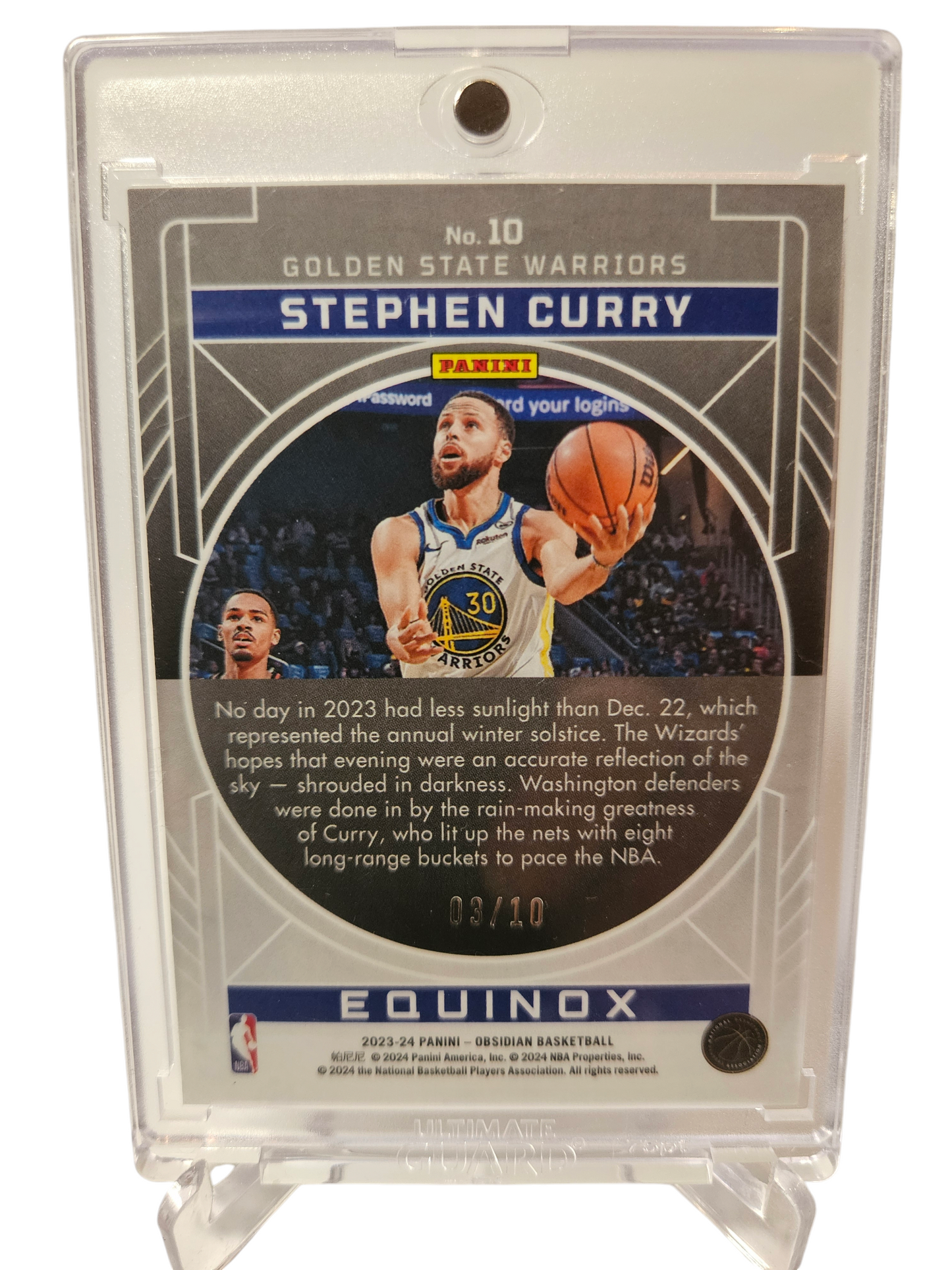 2023-24 Panini Obsidian #10 Stephen Curry Equinox Electric Etch Molten Mojo Gold 03/10