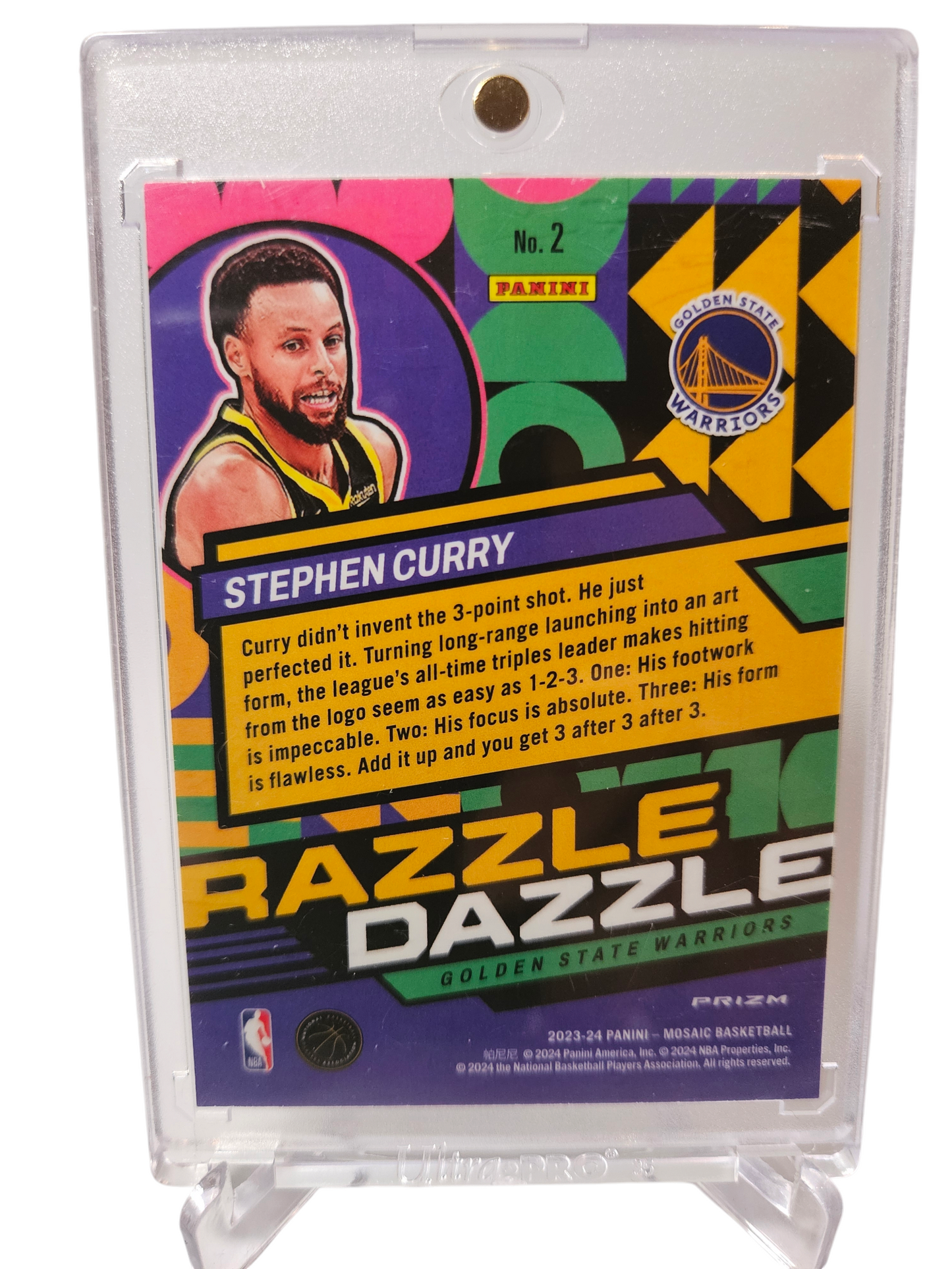 2023-24 Panini Mosaic #2 Stephen Curry Razzle Dazzle Mosaic Prizm SP