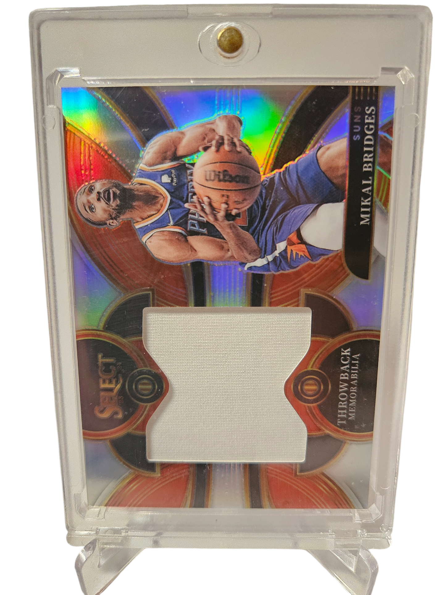 2023-24 Panini Select #TM-MB Mikal Bridges Throw Back Memorabilia Silver Prizm Game Worn Patch