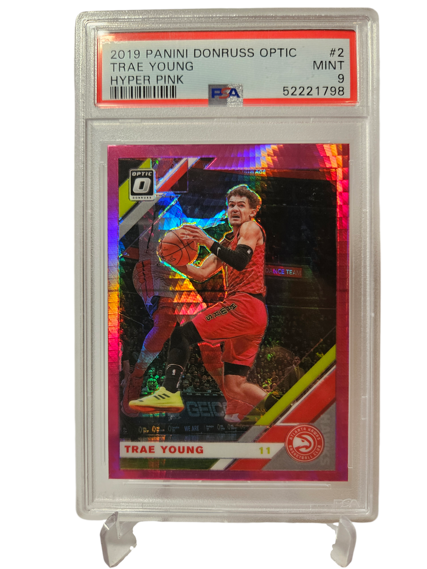 2019-20 Panini Donruss Optic #2 Trae Young Pink Hyper Prizm PSA9 Mint