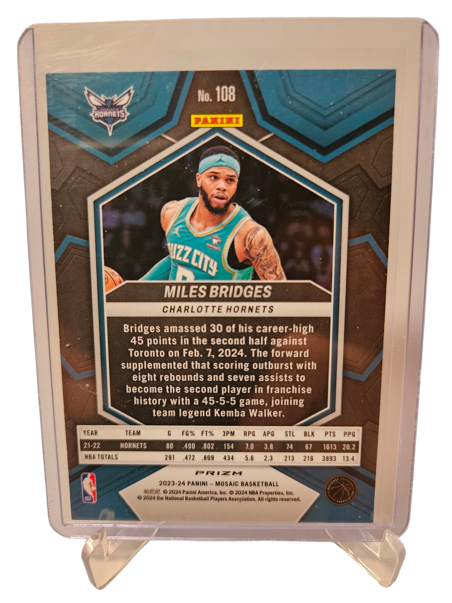 2023-24 Panini Mosaic #108 Miles Bridges Silver Prizm