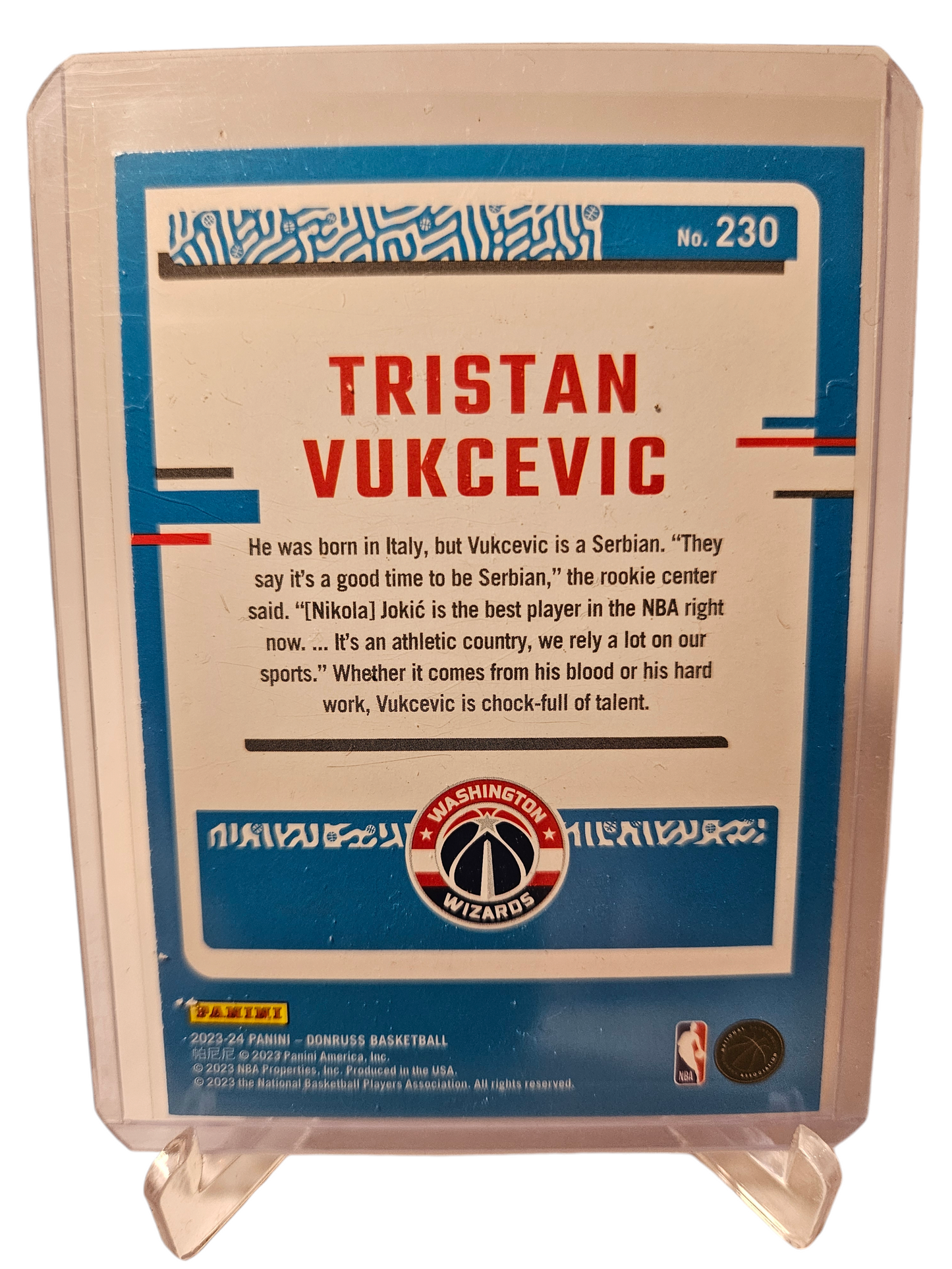 2023-24 Panini Donruss #230 Tristan Vukcevic Rookie Card Rated Rookie Choice