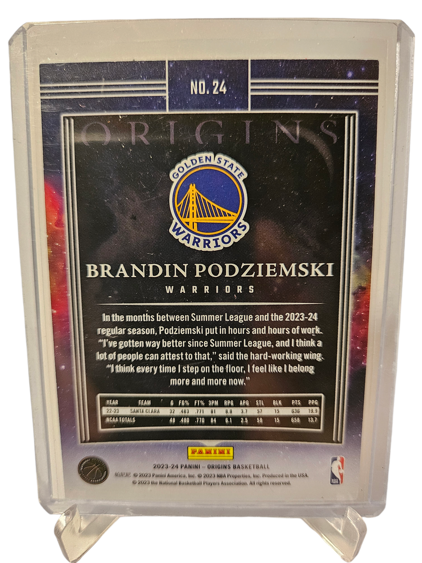 2023-24 Panini Hoops #264 Brandin Podziemski Rookie Card