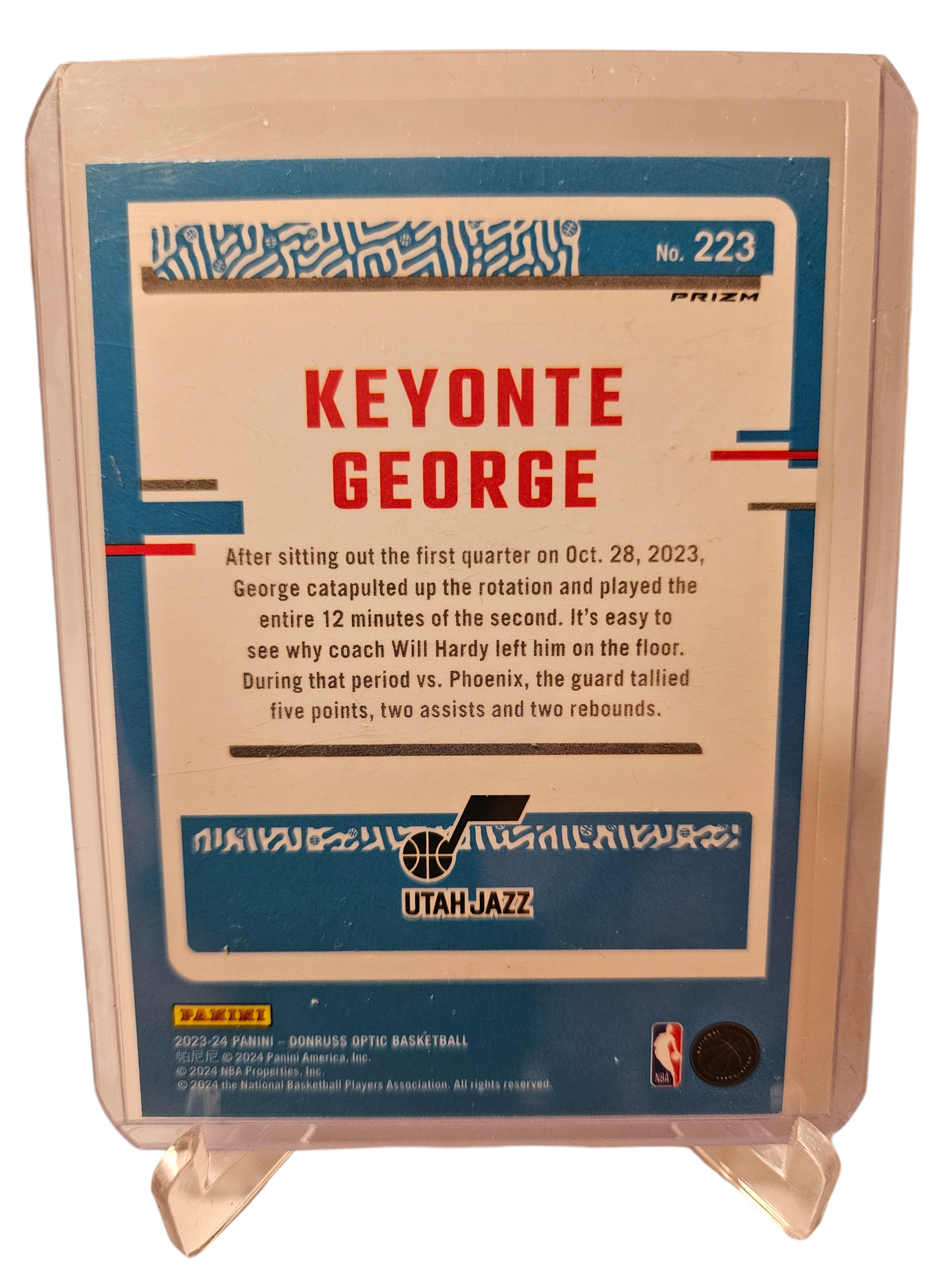 2023-24 Panini Donruss Optic #223 Keyonte George Rookie Card Rated Rookie Fast Break Prizm