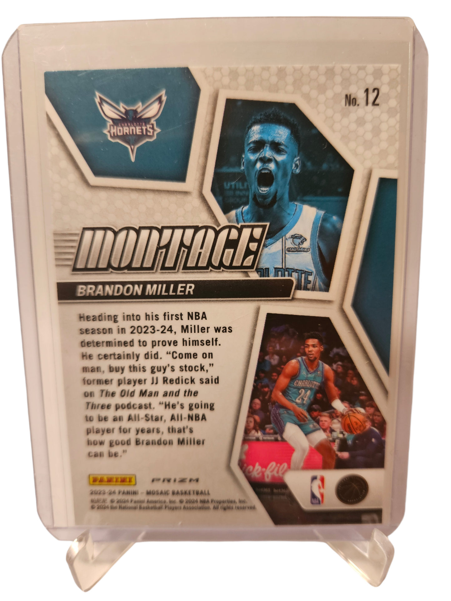 2023-24 Panini Mosaic #12 Brandon Miller Rookie Card Montage Mosaic Prizm