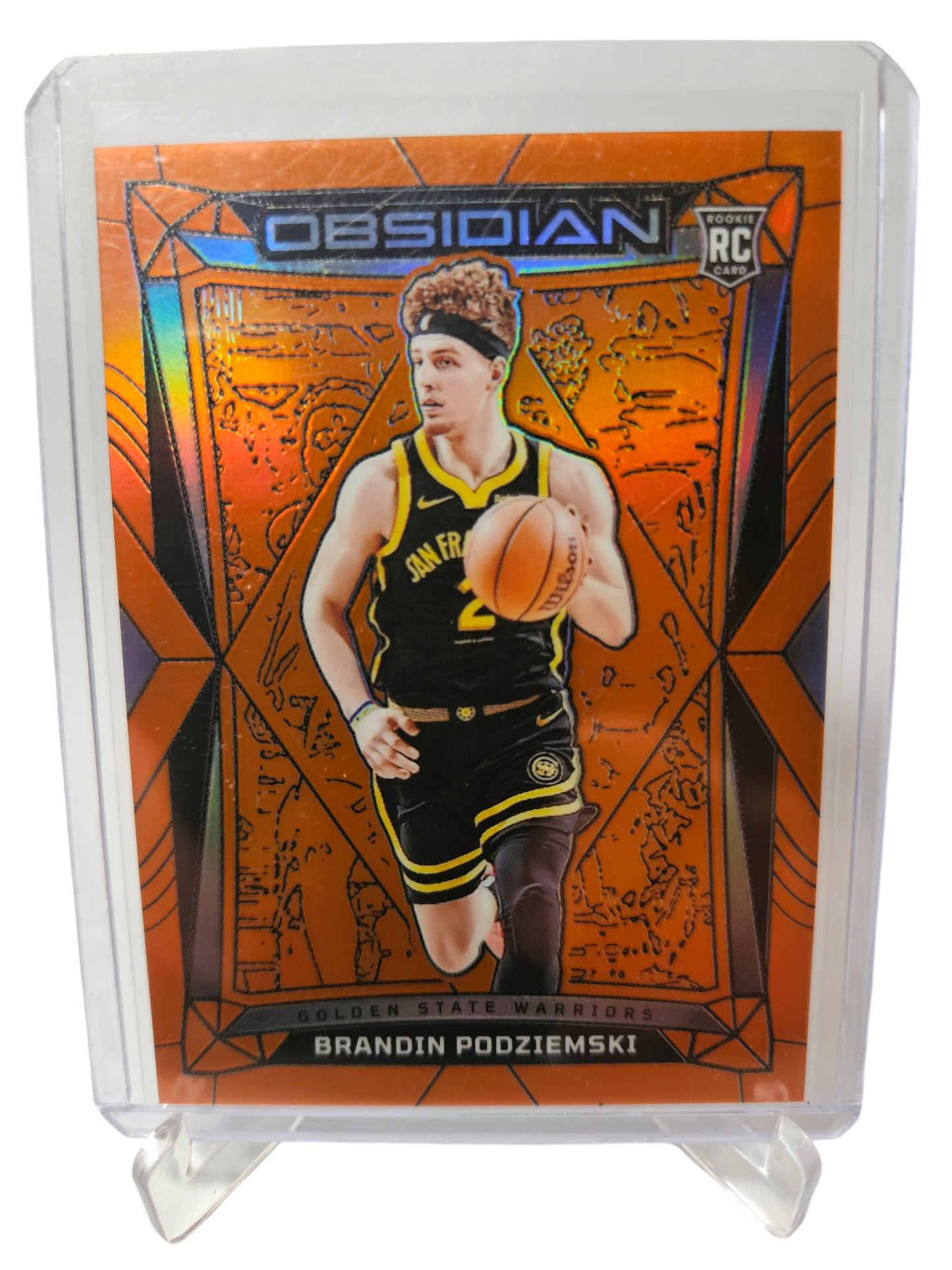 2023-24 Panini Obsidian #95 Brandin Podziemski Rookie Card Orange Flood 09/99