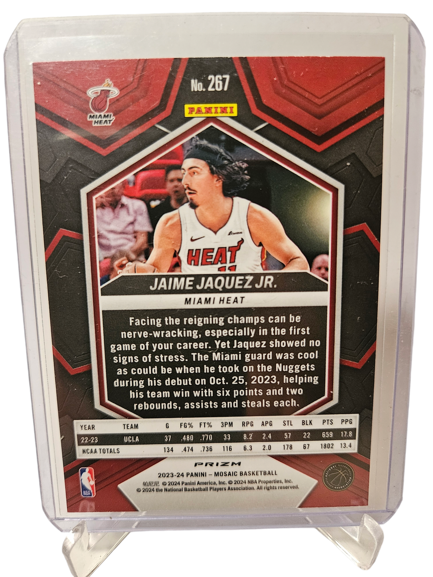 2023-24 Panini Mosaic #267 Jamie Jaquez JR Rookie Card NBA Debut Mosaic Prizm