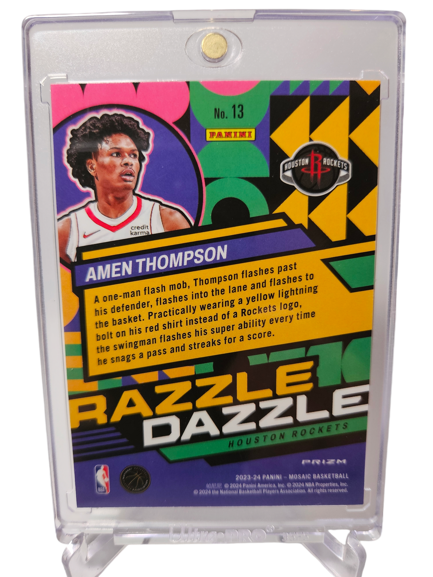 2023-24 Panini Mosaic #13 Amen Thompson Rookie Card Razzle Dazzle SP